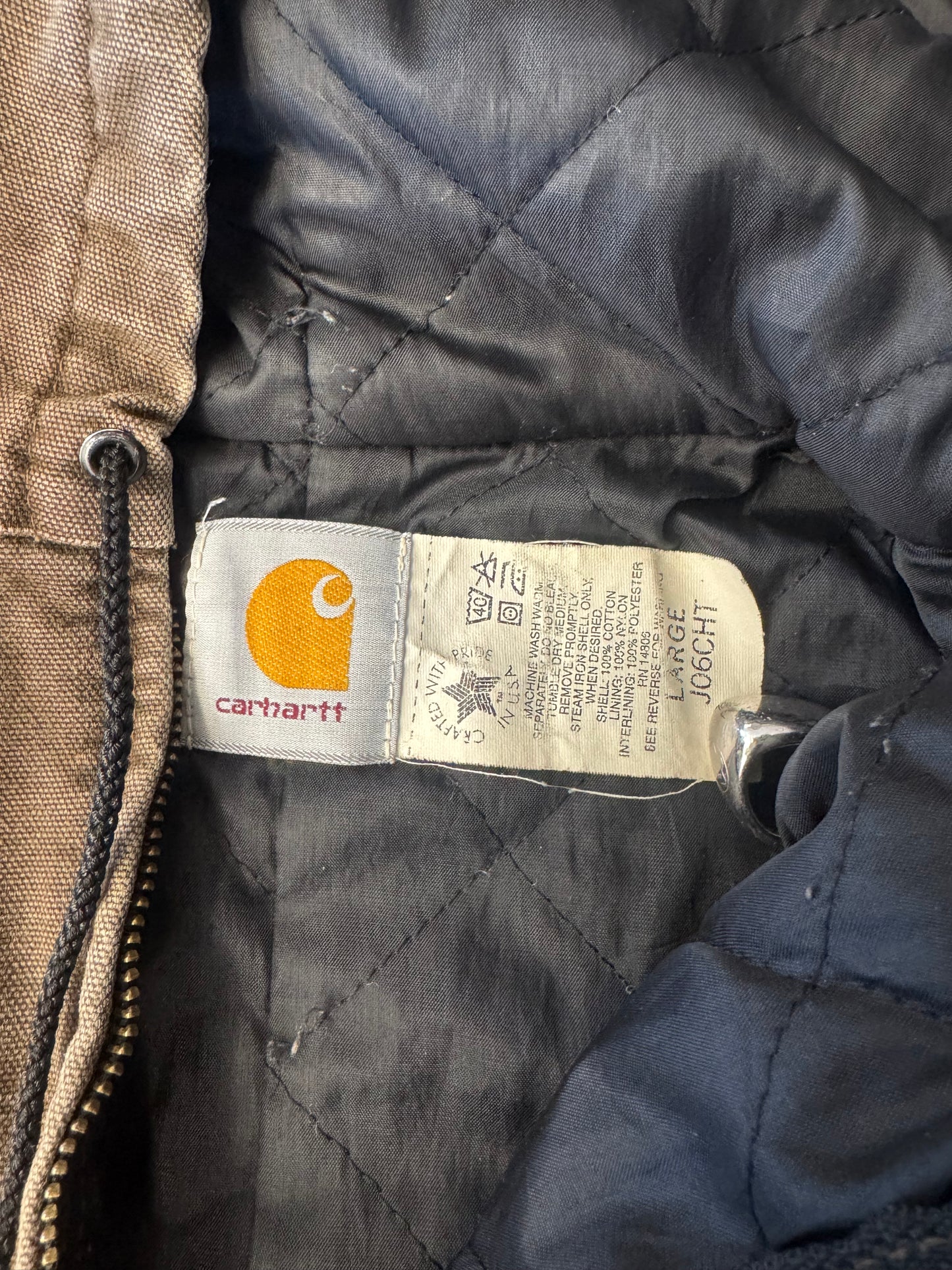 80S CARHARTT ZIP UP CANVAS HOODED JACKET - BROWN (J06CHT)
