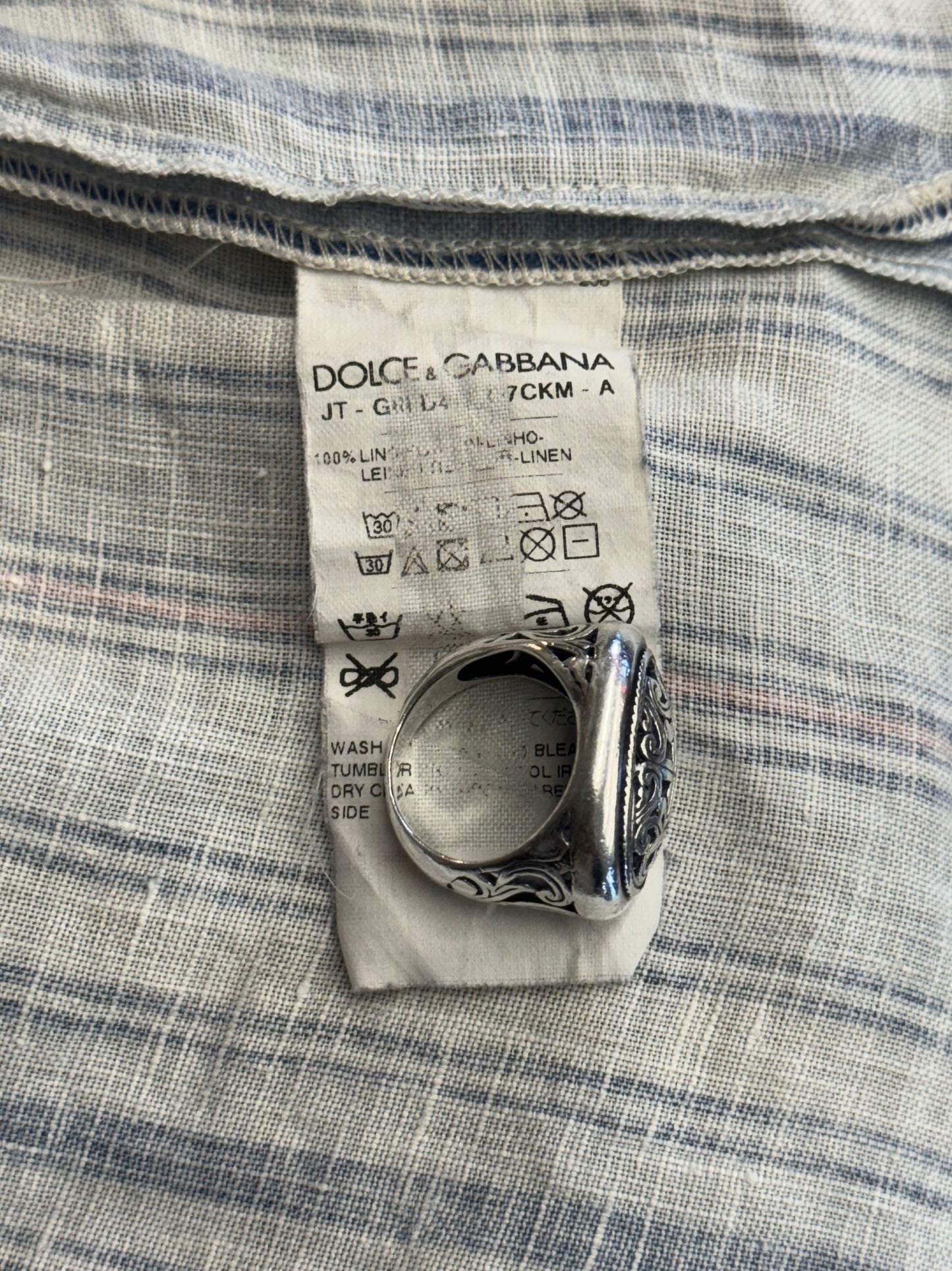 DOLCE & GABBANA PIN-UP STRIPED LINEN SHIRT