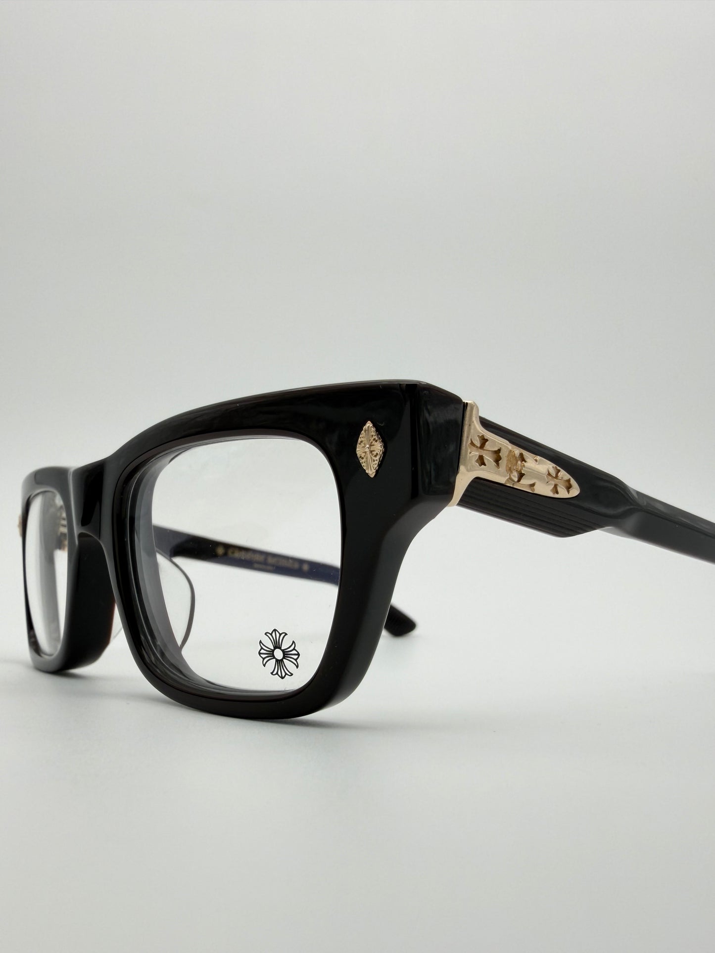 CHROME HEARTS CRYPDIC EYEGLASSES - BROWN/GOLD (W/SILVER PLUS CASE)