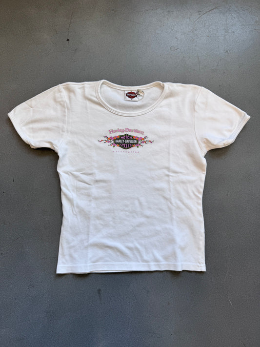 2003 HARLEY DAVIDSON FT. LAUDERDALE FLORAL LOGO WOMENS TEE (M)