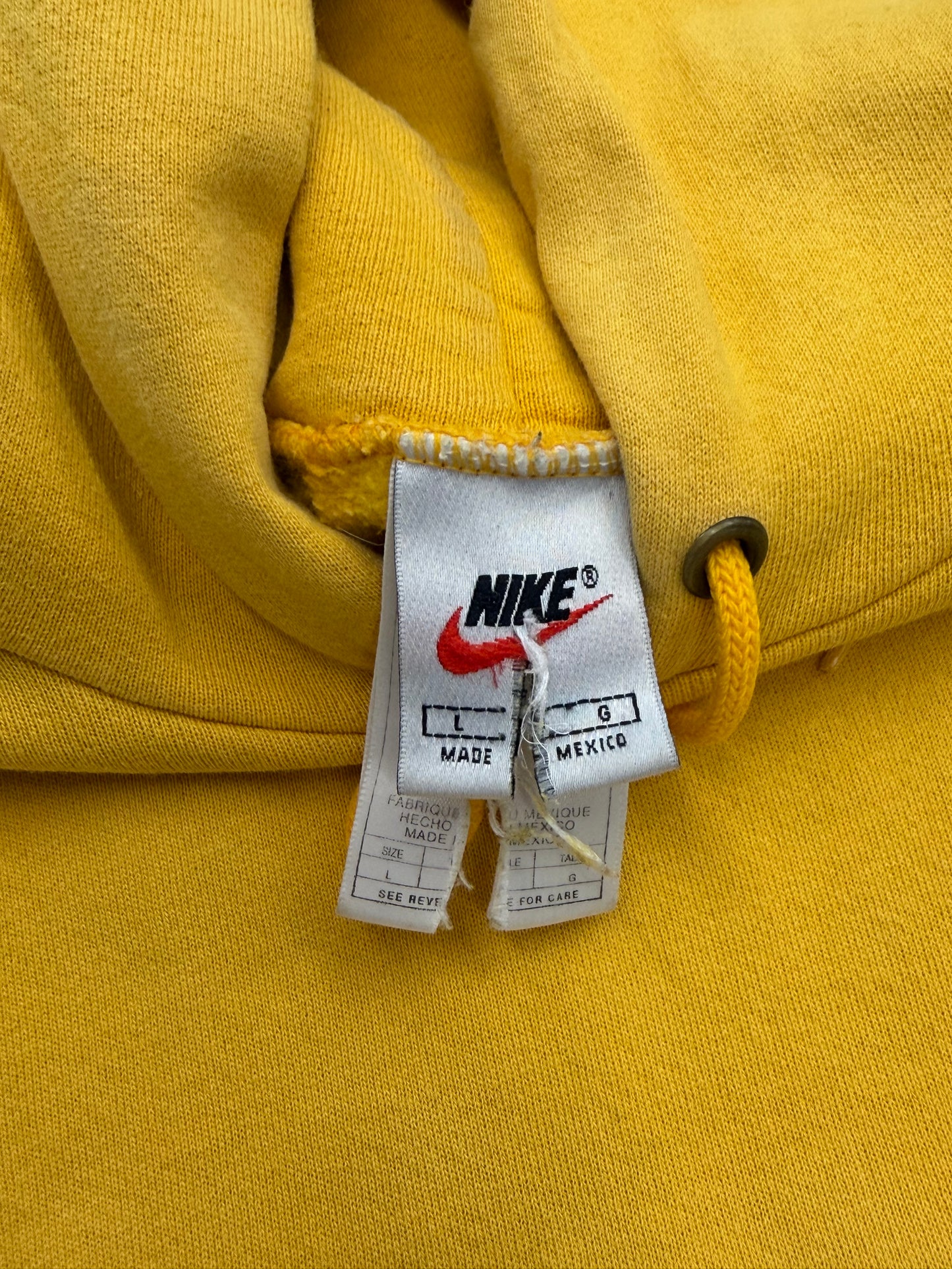 90'S NIKE SIDE SWOOSH PULLOVER HOODIE (WHITE NIKE TAG) - MUSTARD