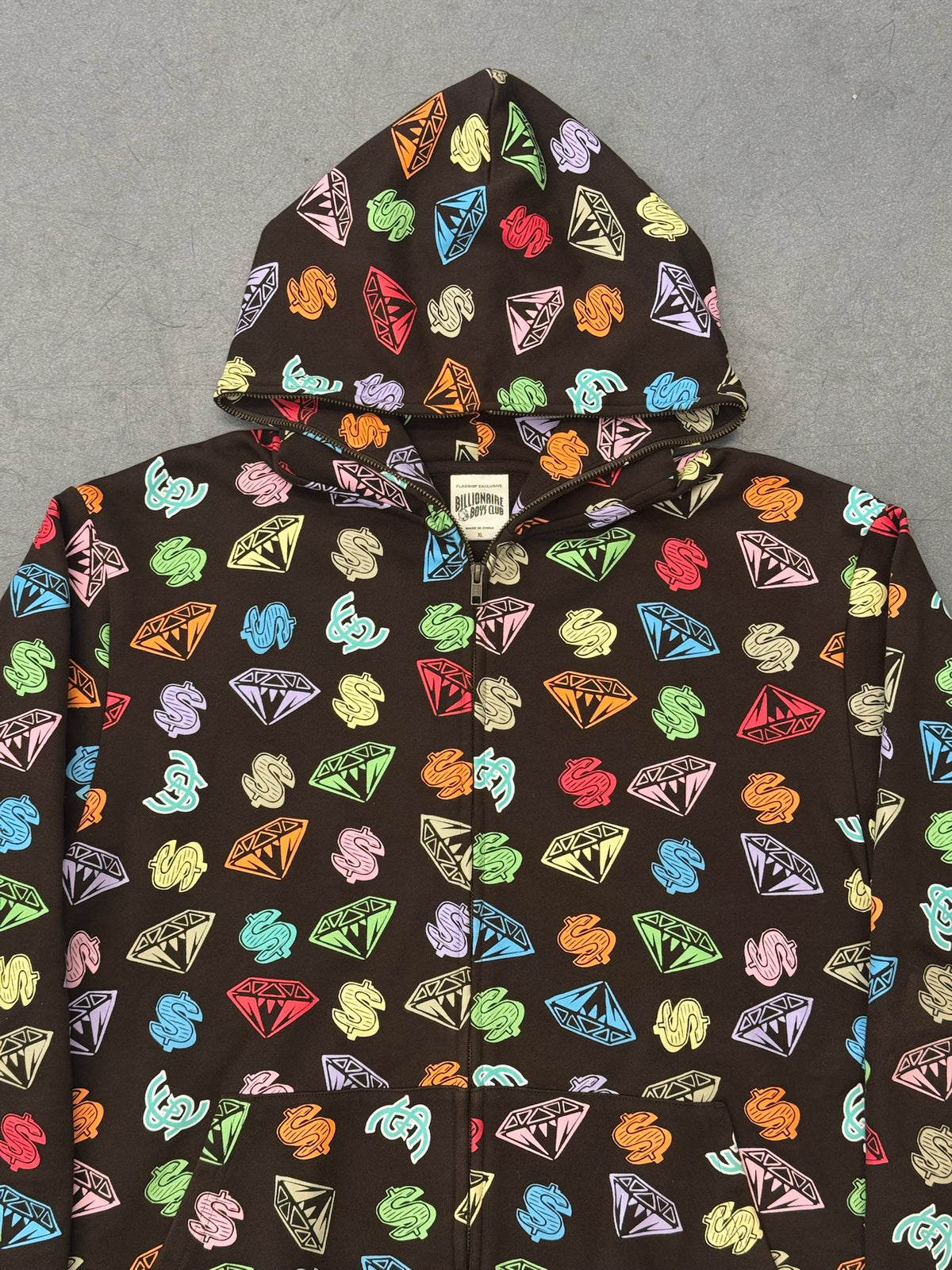 BILLIONAIRE BOYS CLUB X CASANOVA VINTAGE COMPLEXCON EXCLUSIVE DIAMONDS & DOLLARS FULL ZIP HOODIE
