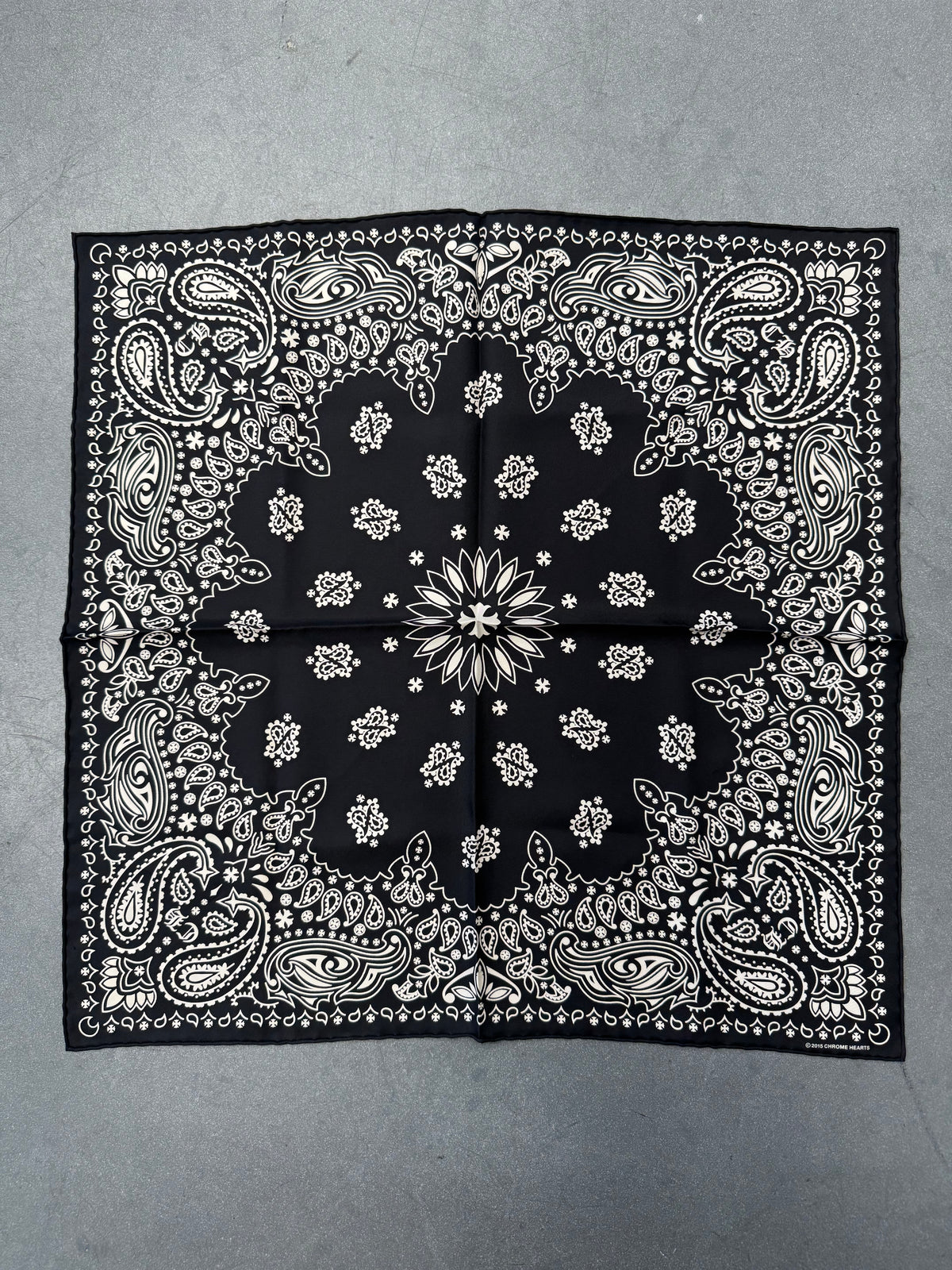 CHROME HEARTS SHOCK TREATMENT SILK BANDANA - BLACK