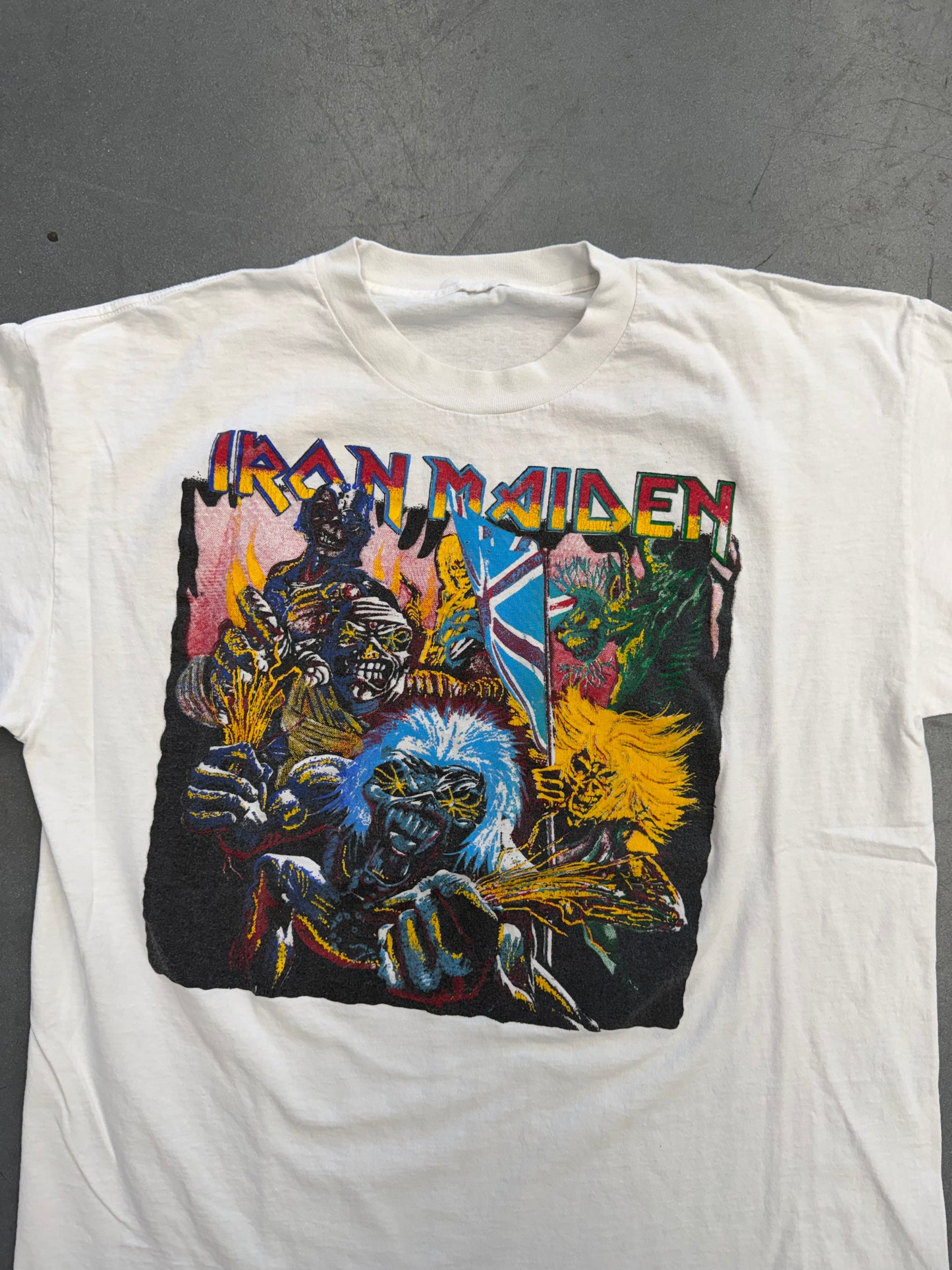 VINTAGE IRON MAIDEN BOOTLEG GONNA GET YA, NO MATTER WHEREVER... TEE (CUT TAG)