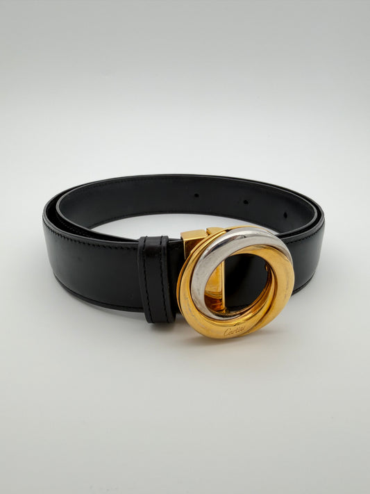 CARTIER TRINITY THREE-TONE BUCKLE LEATHER BELT (W/ BOX)