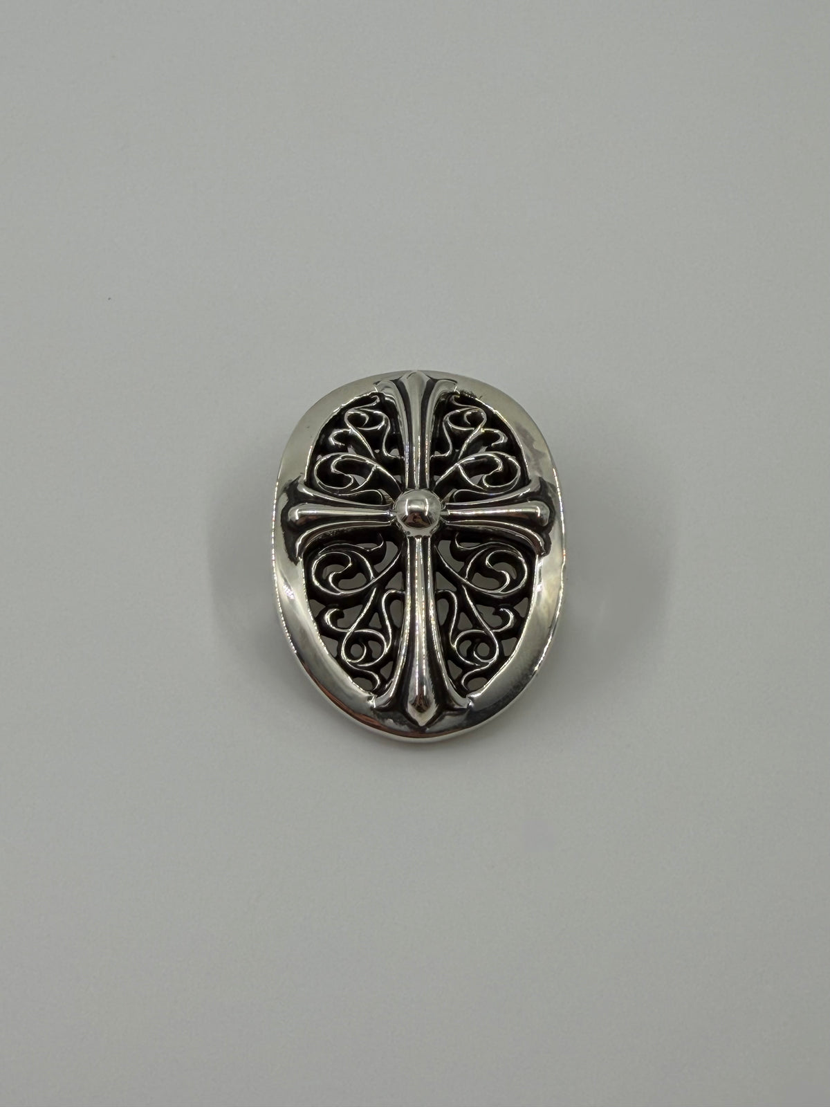 CHROME HEARTS 1" SMALL SILVER OVAL BUCKLE