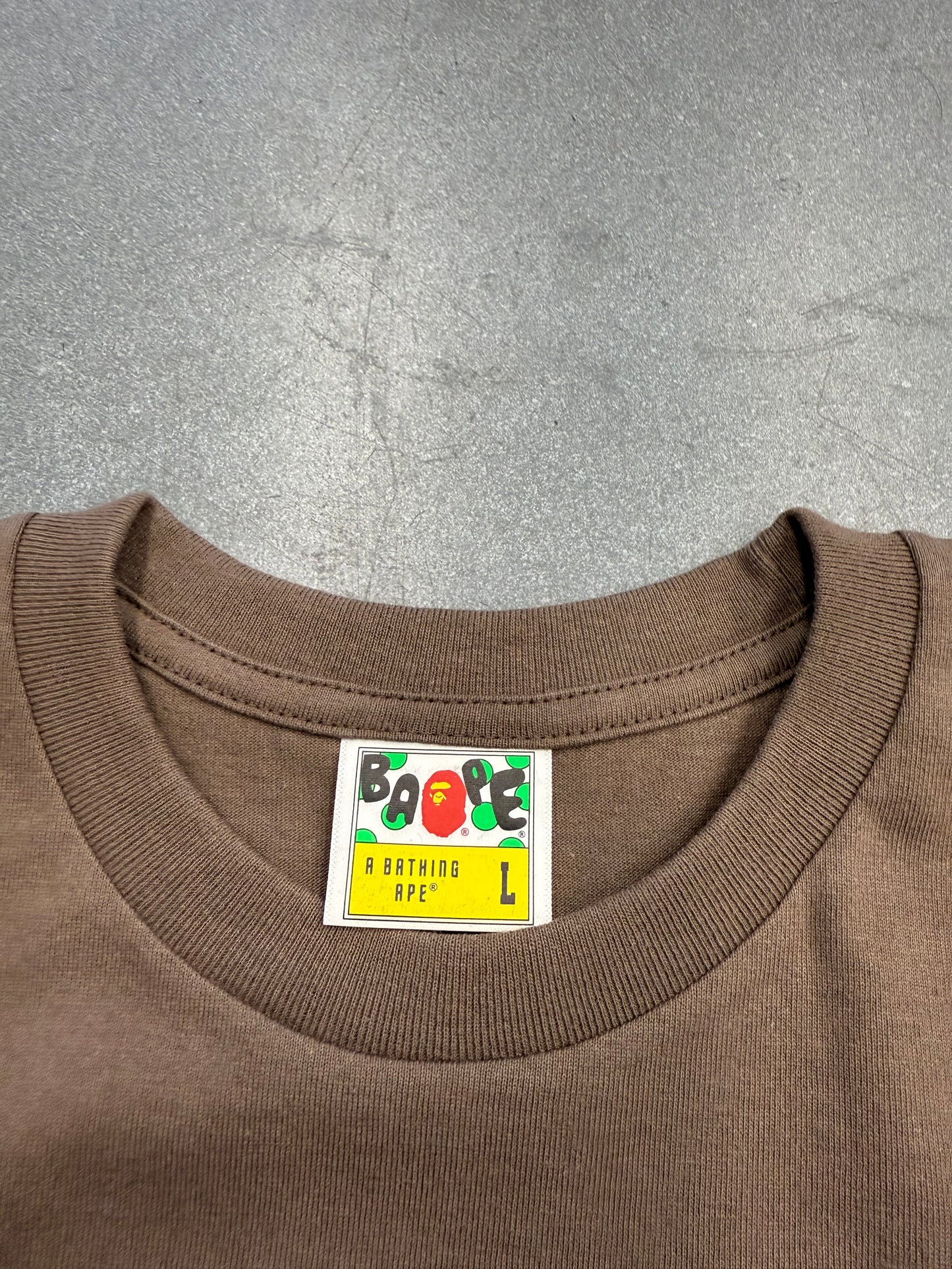 FW23 A BATHING APE BAPE BIG APE HEAD TEE - BROWN (L) (NEW IN BAG)