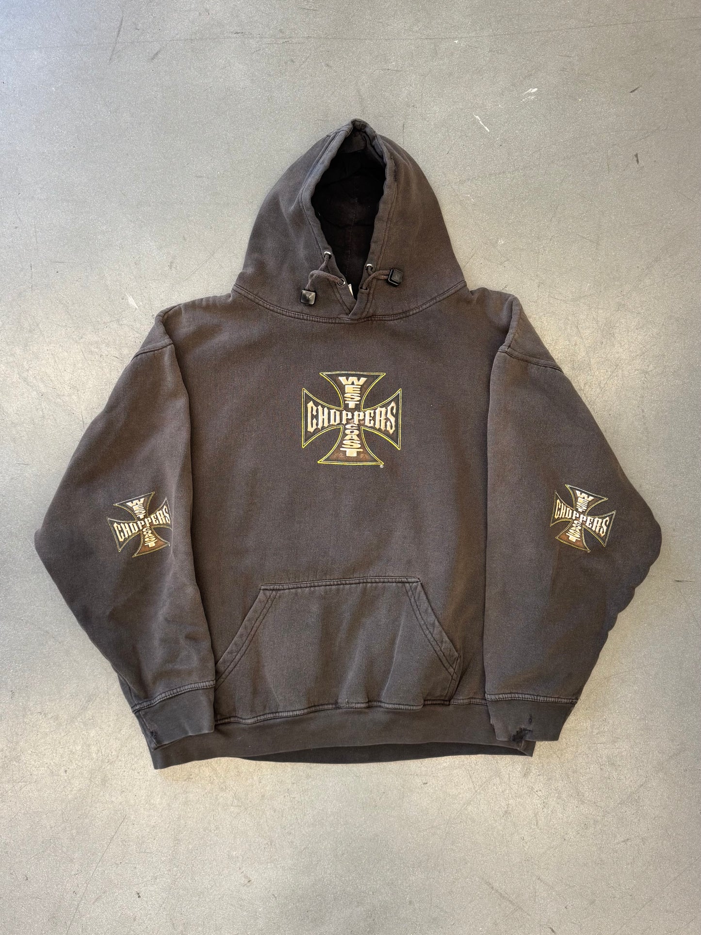 VINTAGE WEST COAST CHOPPERS LONG BEACH ORANGE BIKE PULLOVER HOODIE (JESSE WHO TAG)