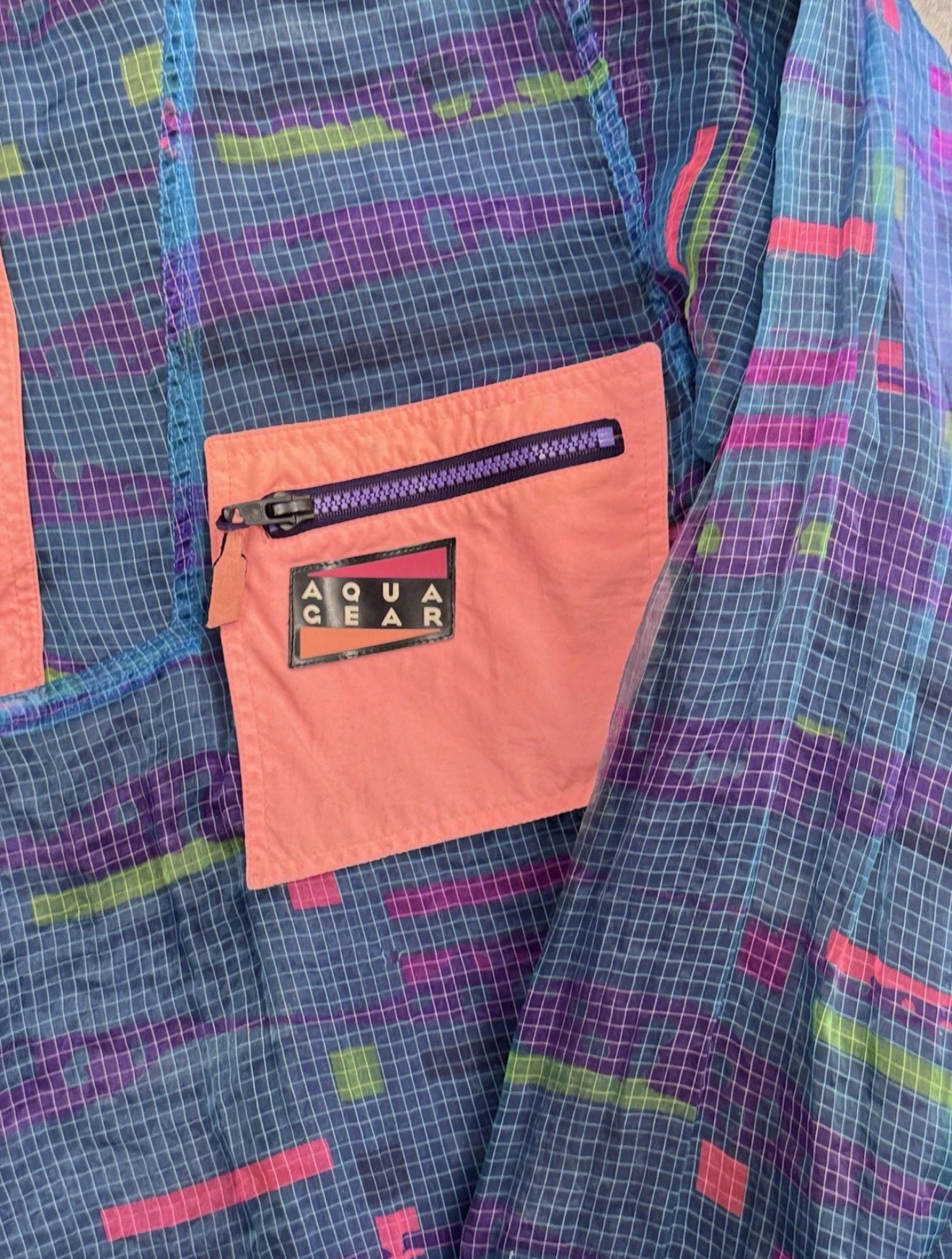 ‘90s NIKE REVERSIBLE AQUA GEAR MULTI GEAR QUARTER ZIP COLOFUL WINDBREAKER