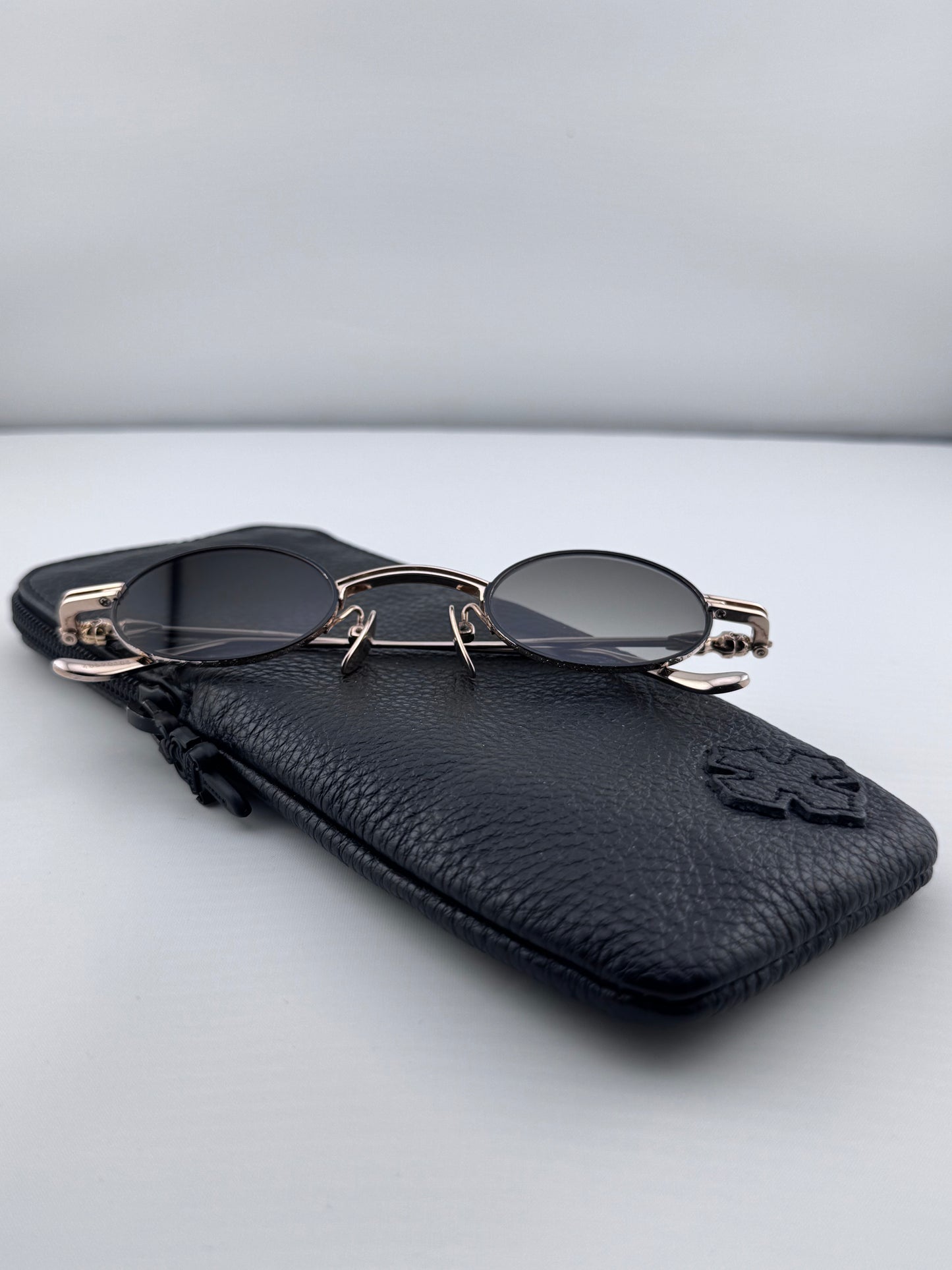 CHROME HEARTS ‘LUX’ GOLD PLATED OVAL SUNGLASSES