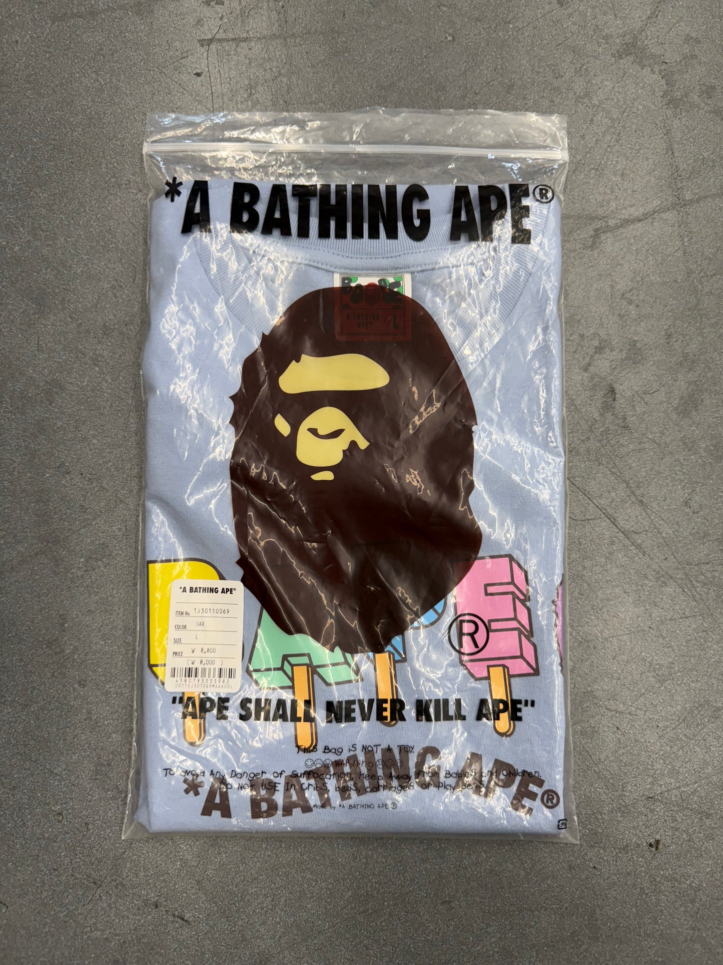 SS23 BAPE POPSICLE TEE - BLUE (L) (NEW IN BAG)
