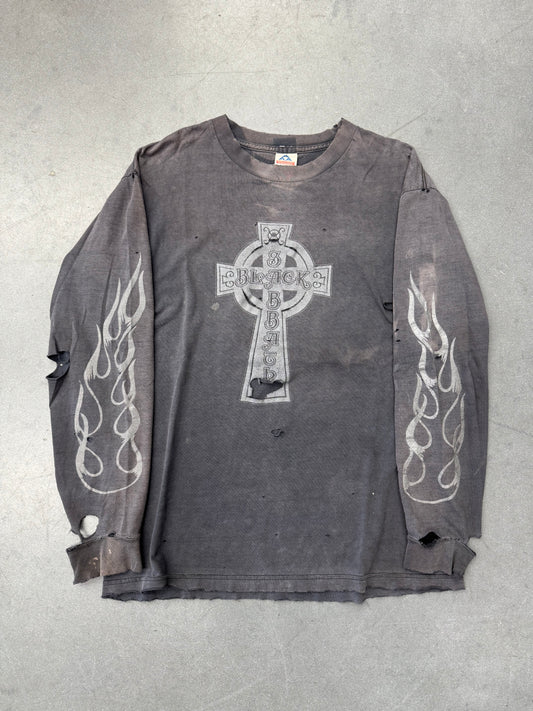 90'S BLACK SABBATH CROSS FLAME LONGSLEEVE DISTRESSED TEE (AAA TAG)