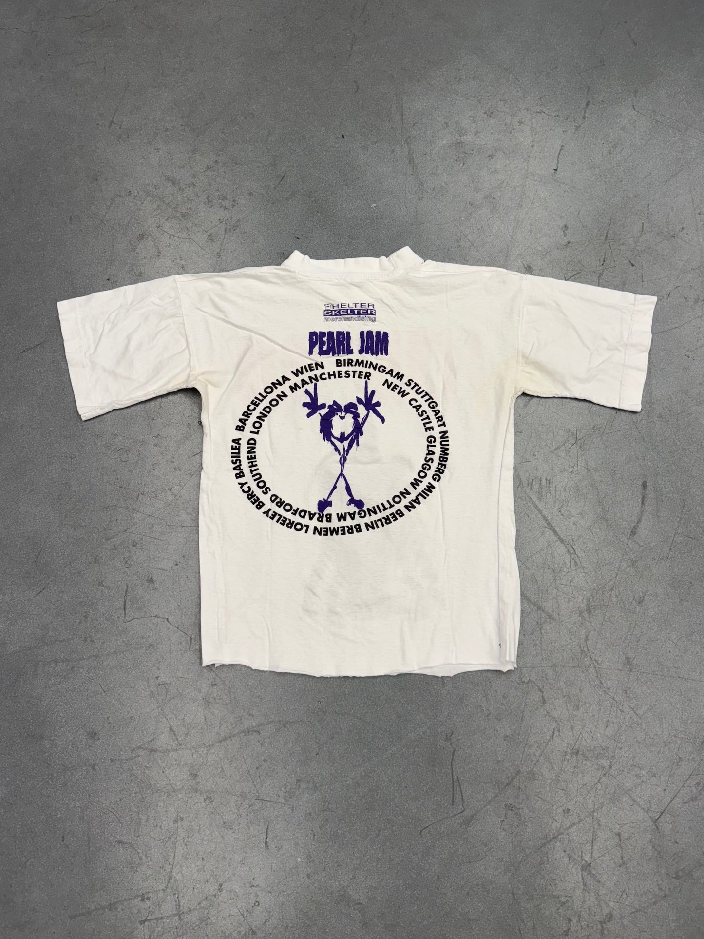 90S HELTER SKELTER PEARL JAM WORLD TOUR CROPPED AND ALTERED TEE (CUT TAG)