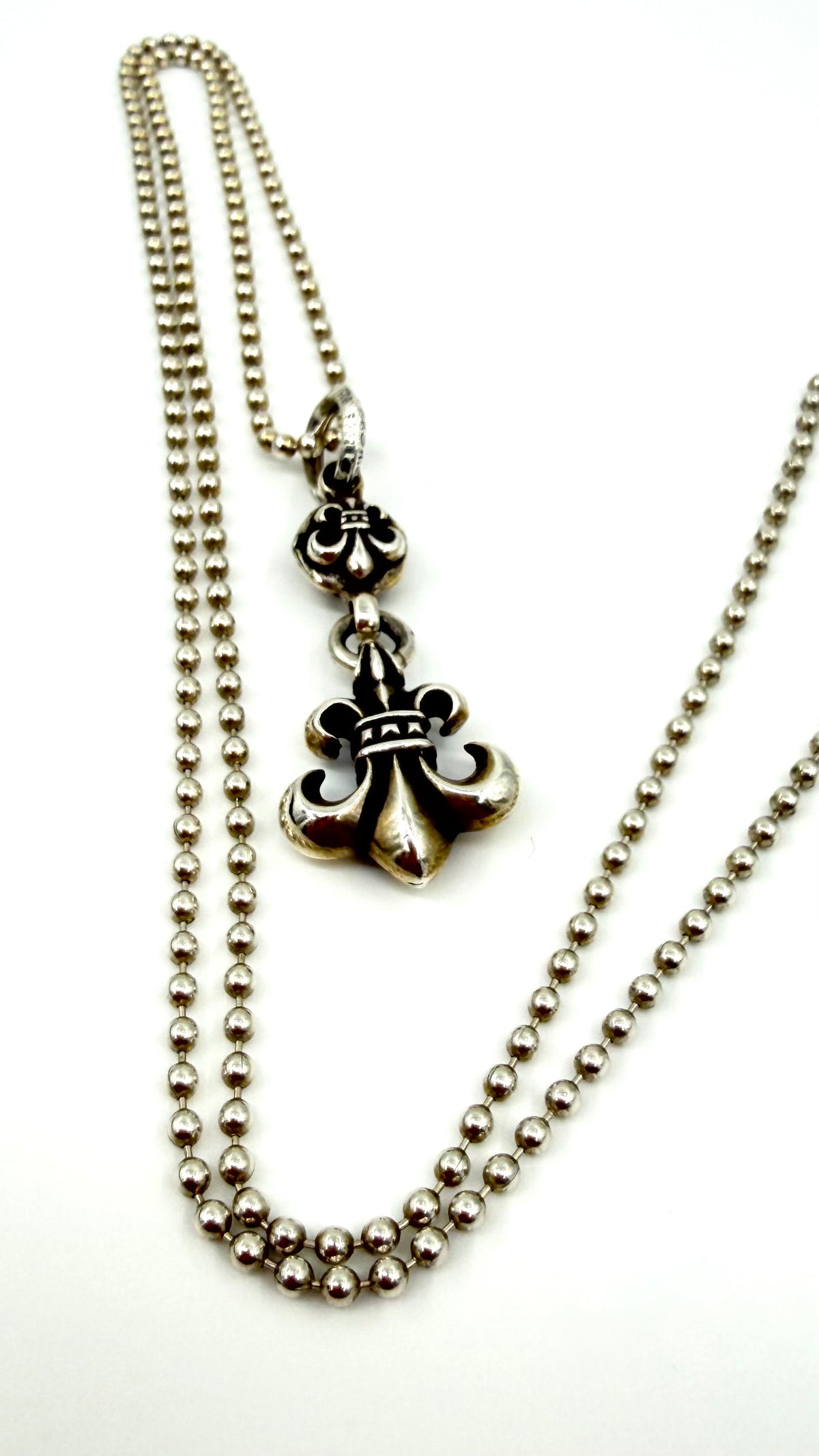 CHROME HEARTS 1 BALL BS FLEUR PENDANT + 30 INCH BALL CHAIN