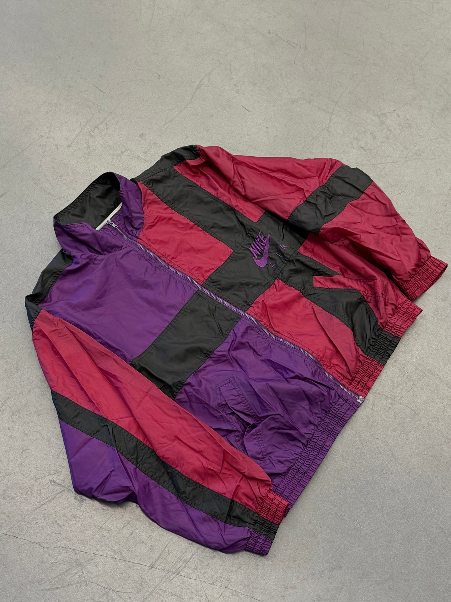 90S NIKE AIR COLORBLOCK ZIP-UP WINDBREAKER - FIREBERRY