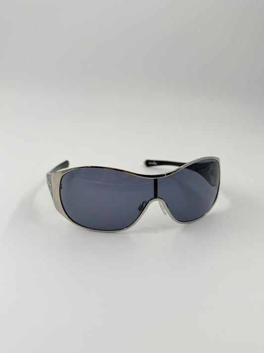 VINTAGE OAKLEY BREATHLESS SHIELD TINTED SUNGLASSES - BLACK/SILVER