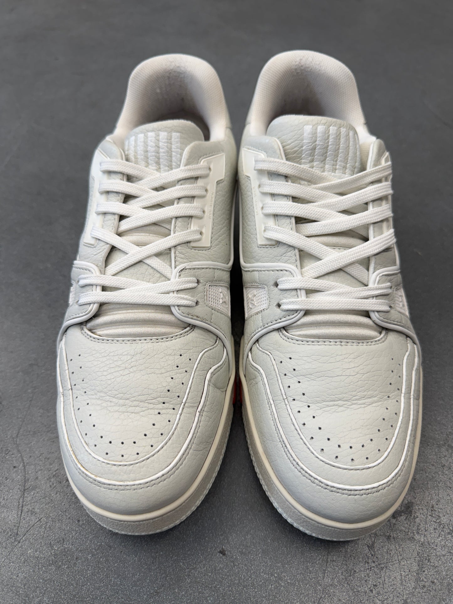 SIZE 8 LOUIS VUITTON LV TRAINER ORANGE/WHITE