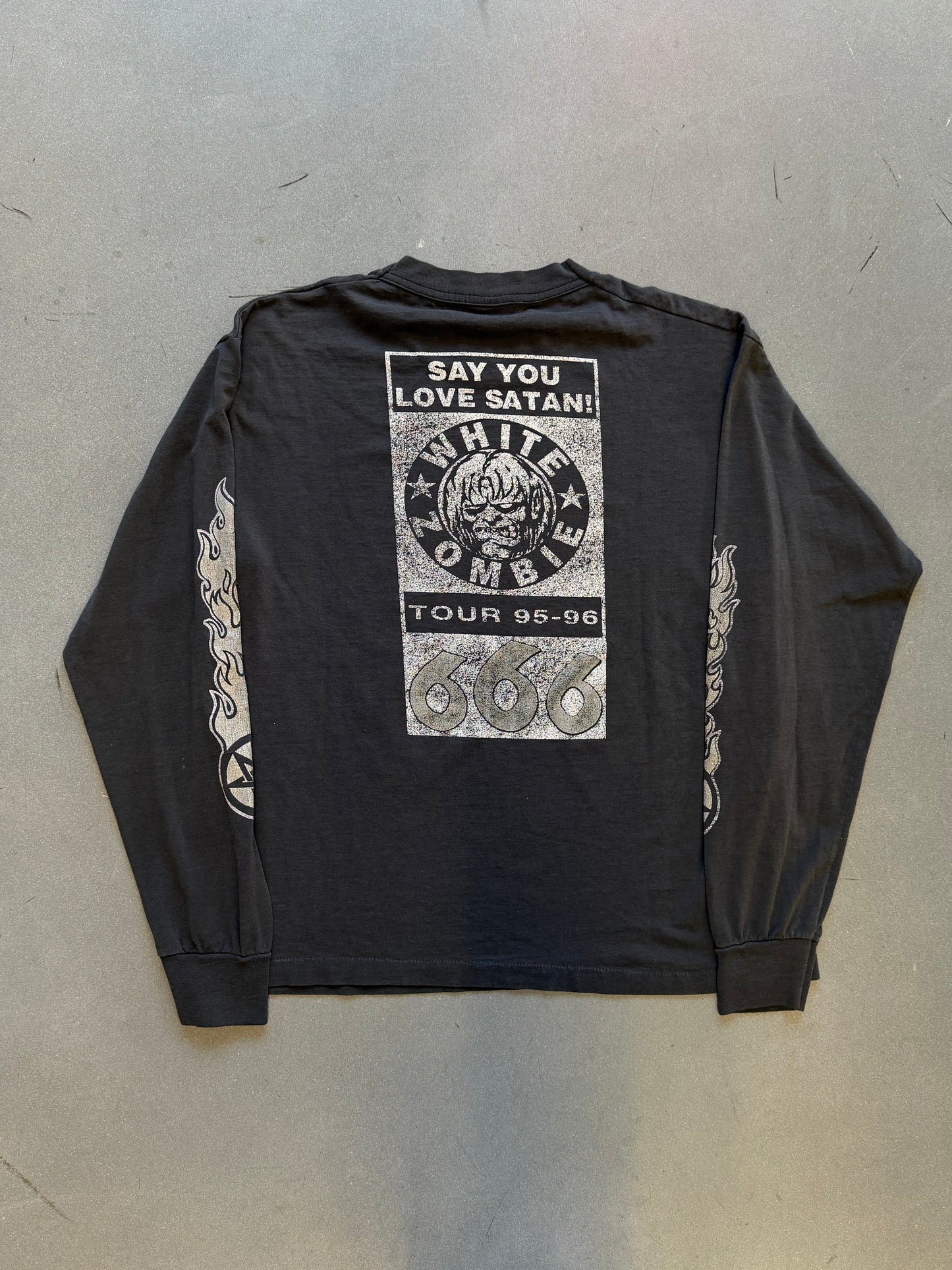 1995 WHITE ZOMBIE SAY YOU LOVE SATAN! 666 TOUR 95-96 LS TEE (FOTL BEST TAG)
