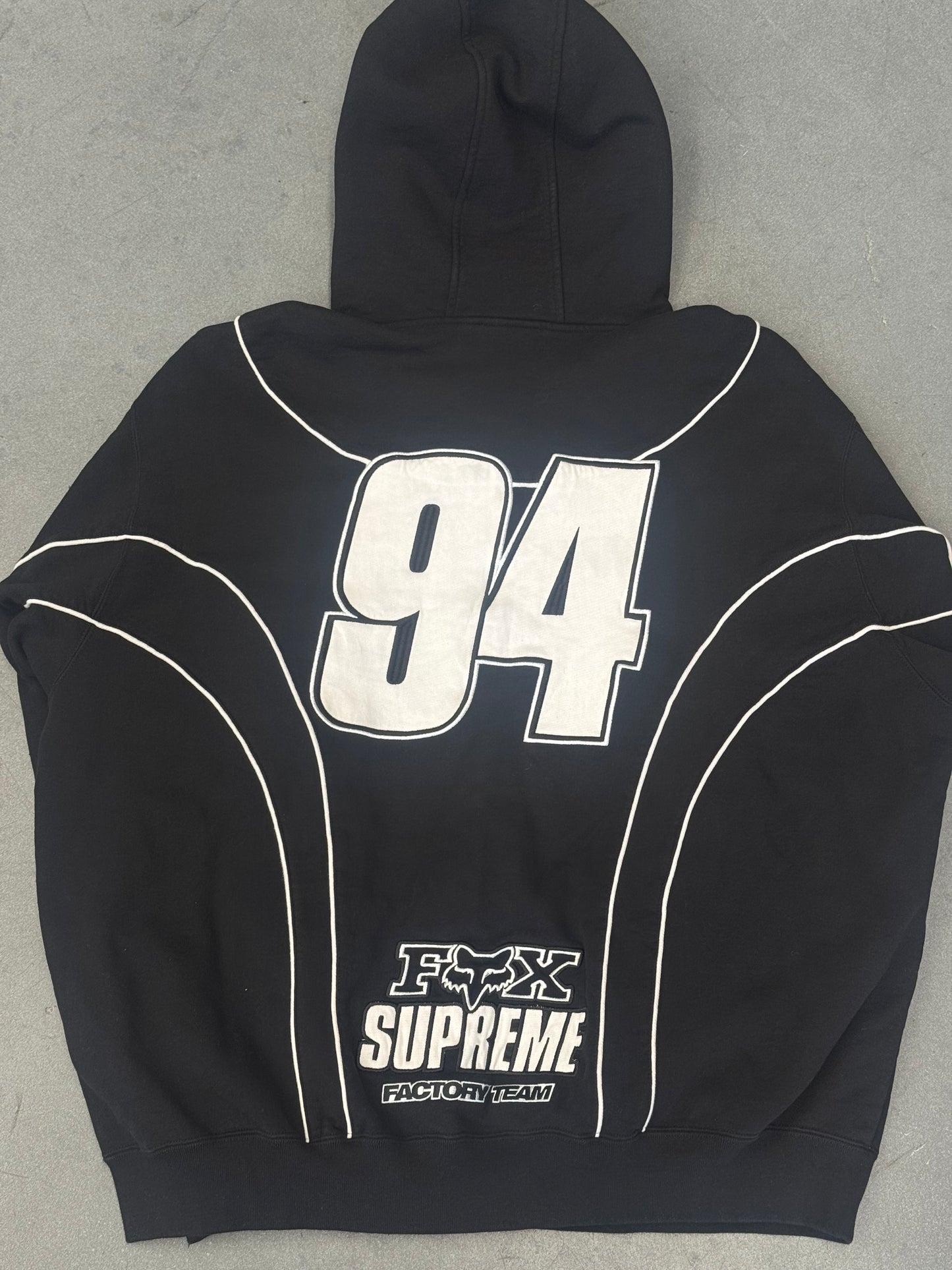 FW25 SUPREME FOX RACING ZIP-UP HOODED SWEATSHIRT - BLACK