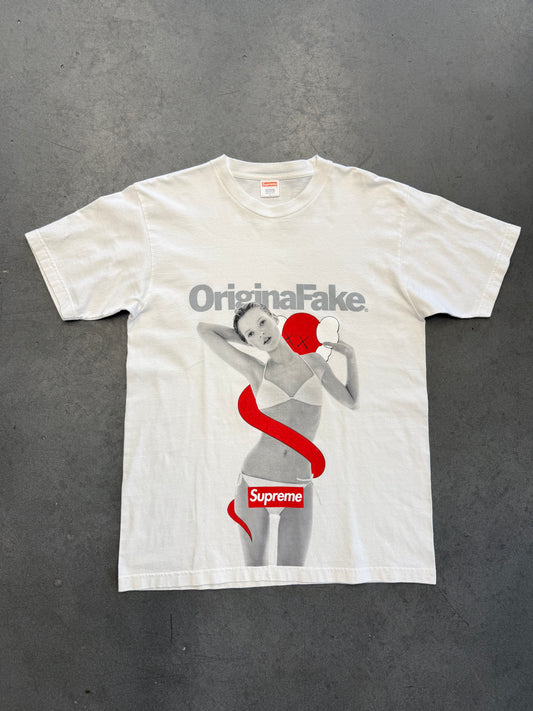 2008 SUPREME ORIGINAL FAKE KAWS KATE MOSS 10TH ANNIVERSARY TEE