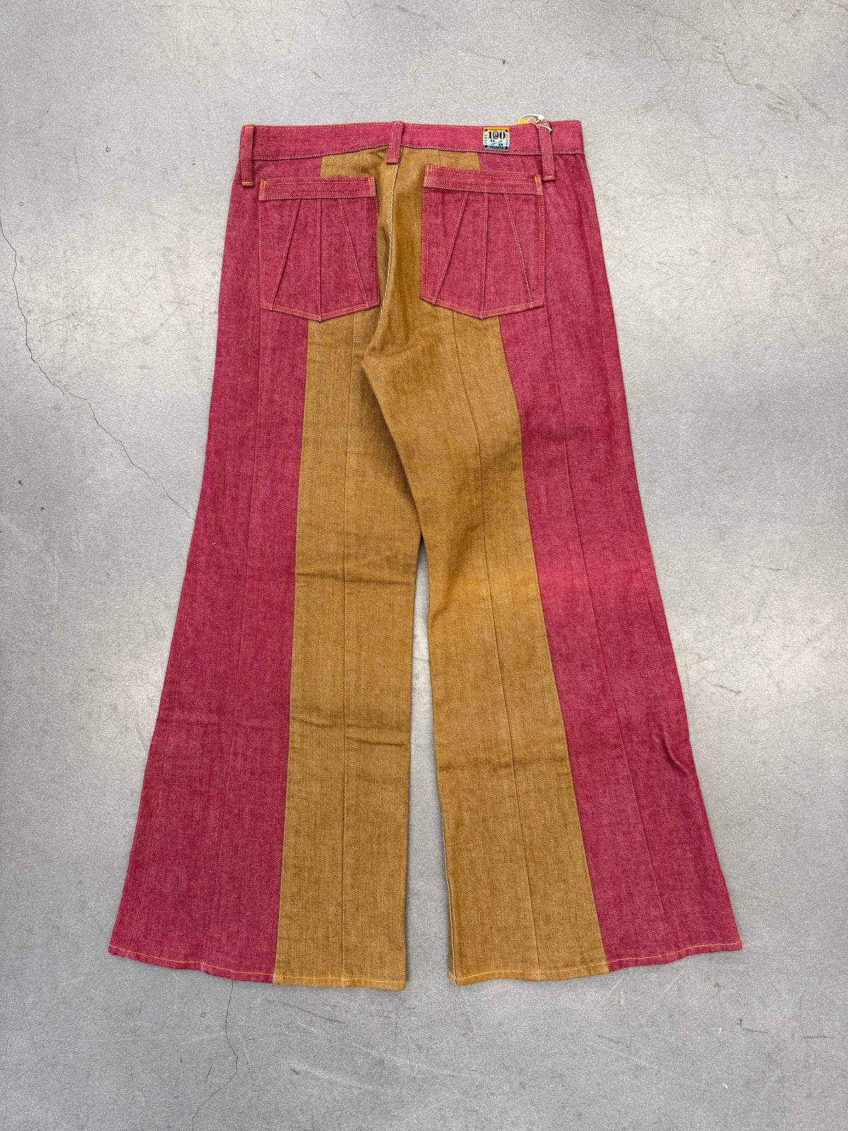 KAPITAL 12 OZ COLOR DENIM 2 TONE GYSPY BUGGY WIDE LEG JEANS (WOMENS) (NWT)
