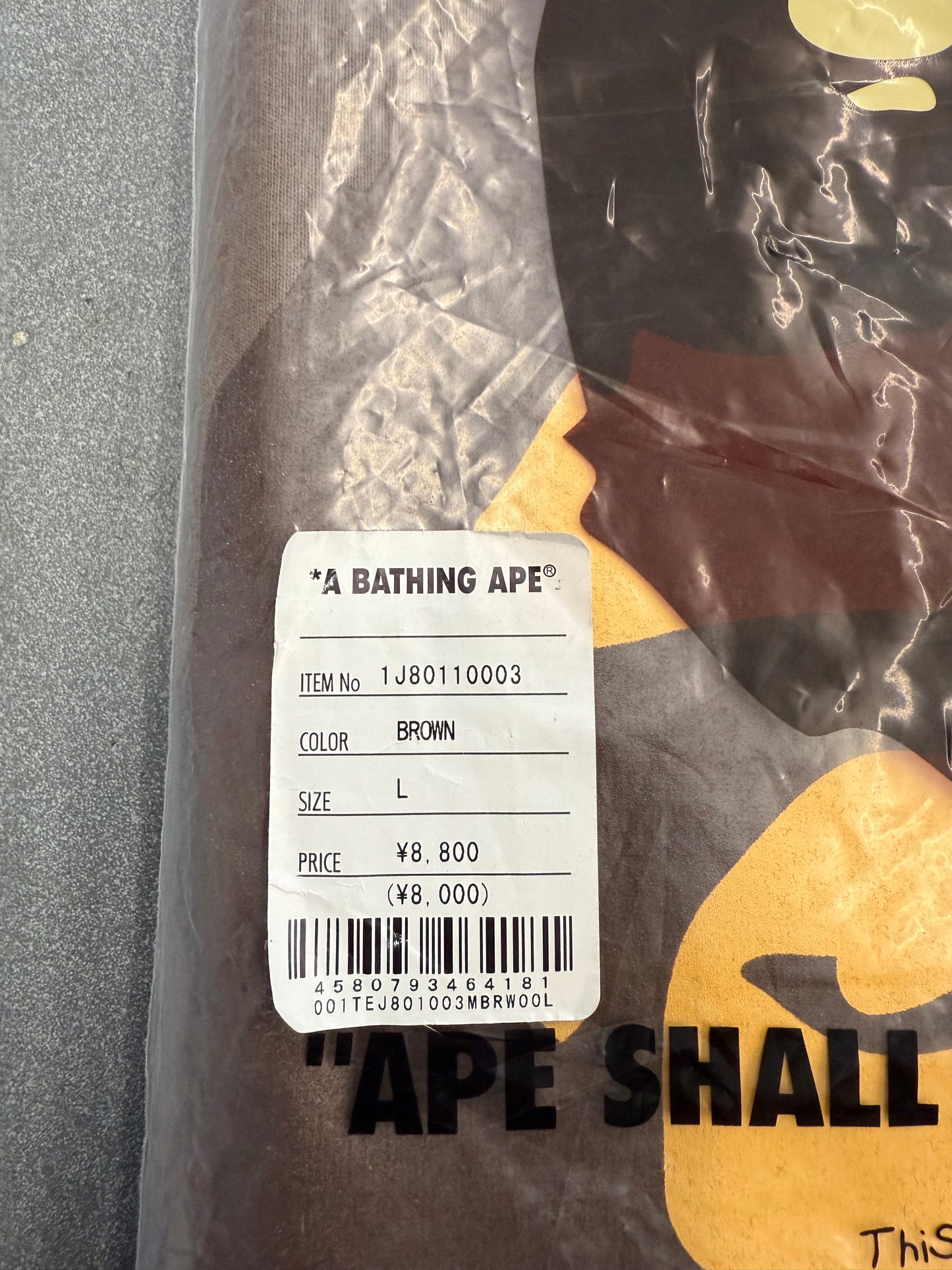 FW23 A BATHING APE BAPE BIG APE HEAD TEE - BROWN (L) (NEW IN BAG)