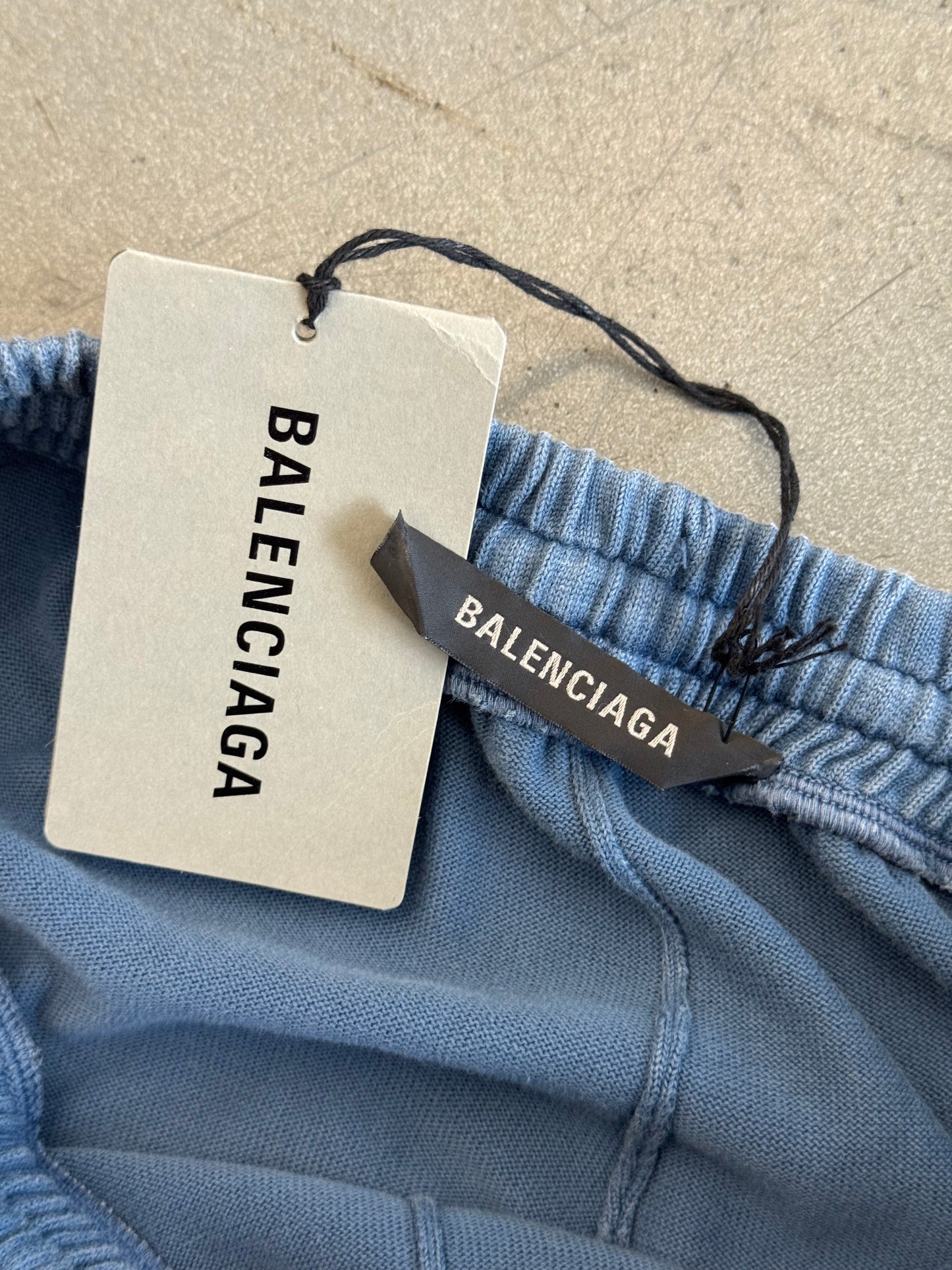 BALENCIAGA COTTON SWEATSHORTS SUNBLEACH KNIT - WASHED BLUE