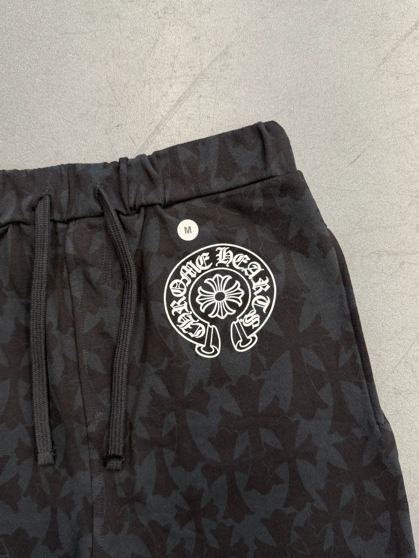 CHROME HEARTS CEMETARY MONOGRAM SWEAT SHORT - BLACK