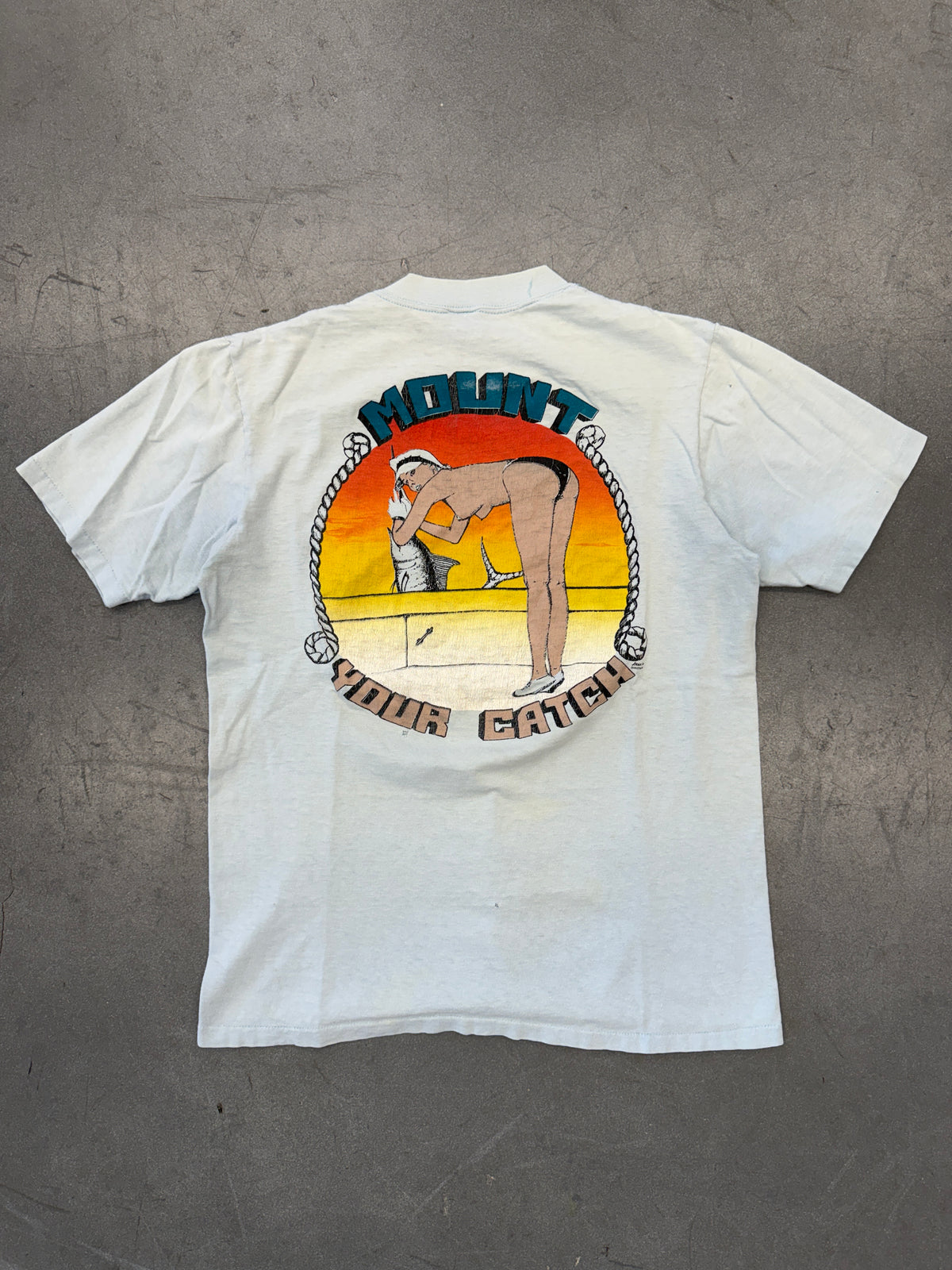 80S GRAY TAXIDERMY FT.LAUDERDALE "MOUNT YOUR CATCH" POCKET TEE ( HIGH CRU TAG)
