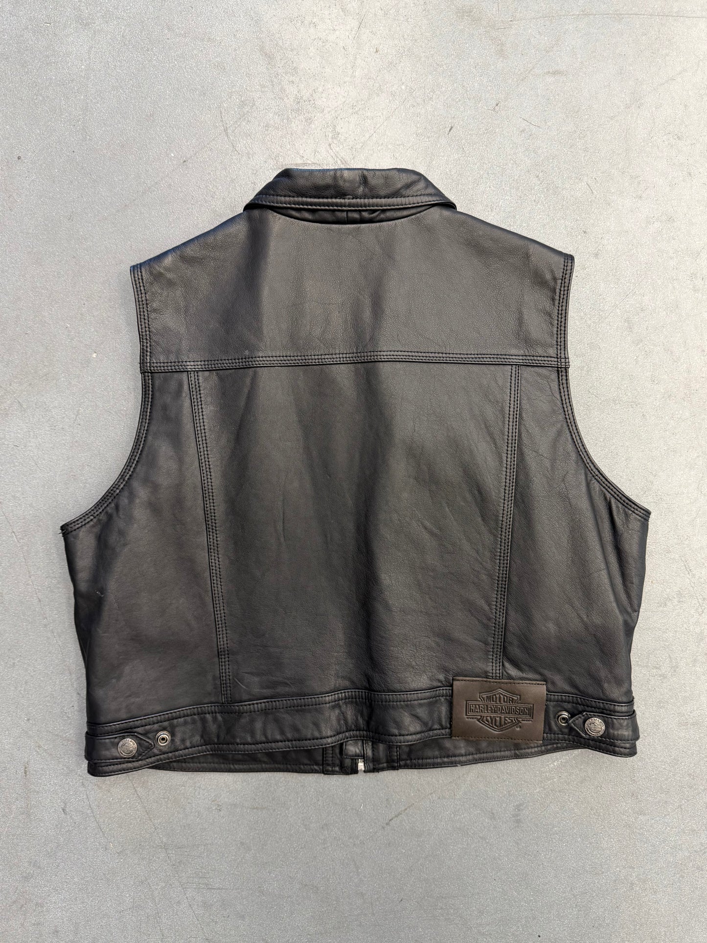 VINTAGE WOMEN'S HARLEY-DAVIDSON COLLARED LEATHER VEST
