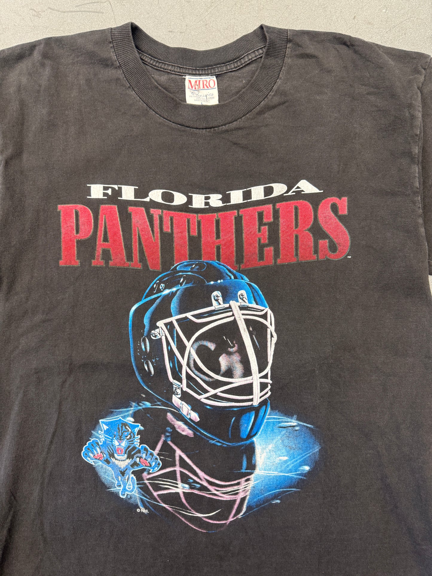 90S FLORIDA PANTHERS HELMET ON ICE GLITTER LOGO TEE (MIRO TAG)