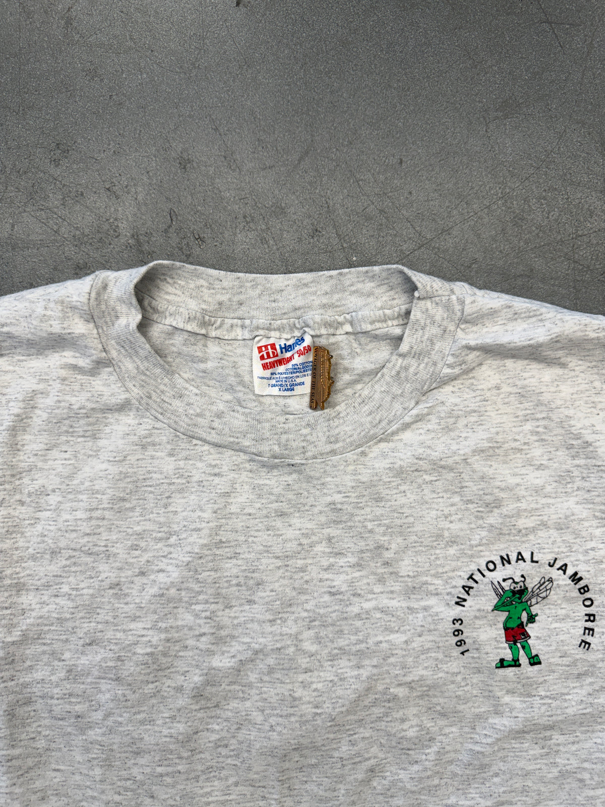 1993 NATIONAL JAMBOREE GULFSTREAM COUNCIL TROOP 1709 SKEETERS TEE (HANES HEAVYWEIGHT 50/50 TAG)
