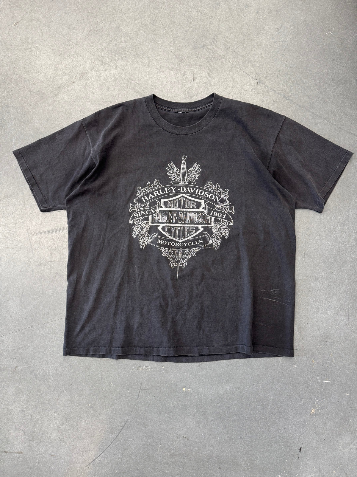 1992 HARLEY-DAVIDSON PROFESSOR'S CYCLE PRODUCTS NEW ORLEANS, LA. TEE (PULLED TAG)