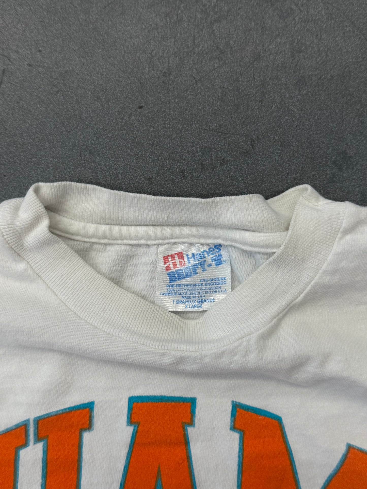 1992 MIAMI DOLPHINS AFC CHAMPIONS TEE (HANES BEEFY-T TAG)