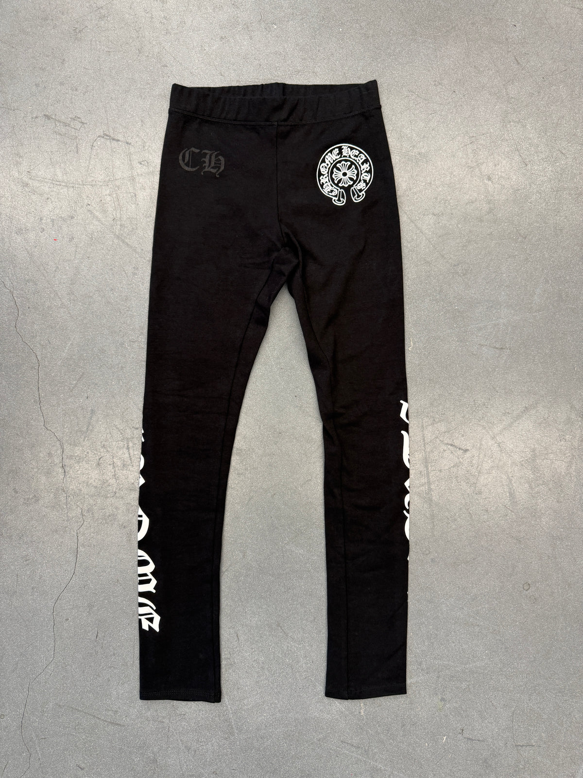 CHROME HEARTS HORSESHOE BLACK COTTON LEGGINGS - XS