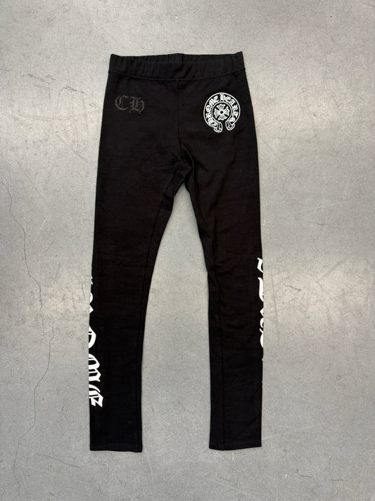 CHROME HEARTS HORSESHOE BLACK COTTON LEGGINGS - XS