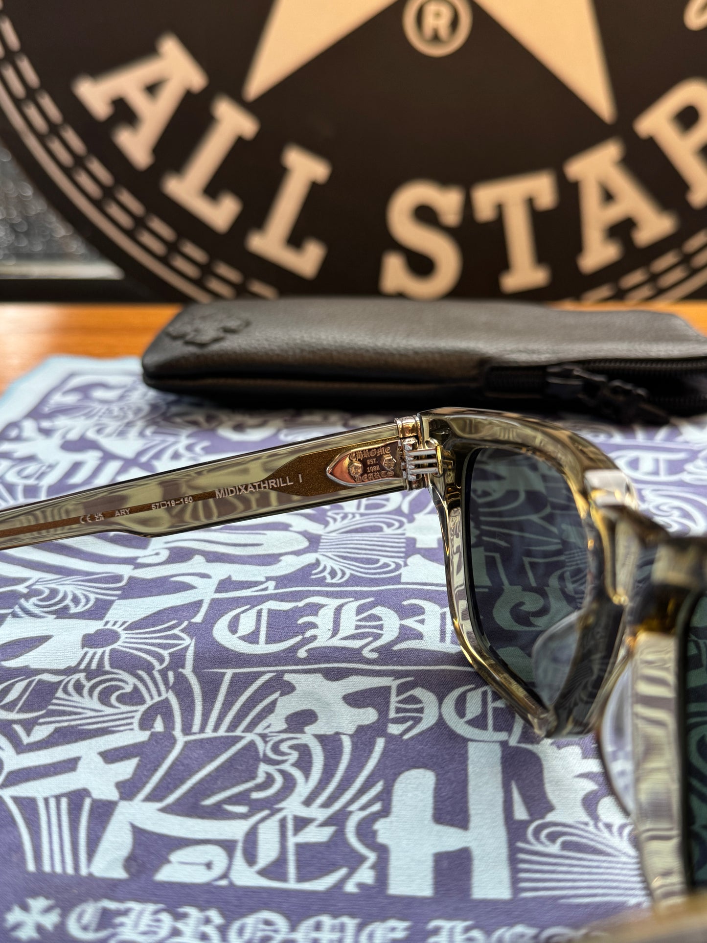 CHROME HEARTS MIDIXATHRILL I SUNGLASSES - CLEAR SMOKE GREY (BRAND NEW WITH CLOTH AND CASE)
