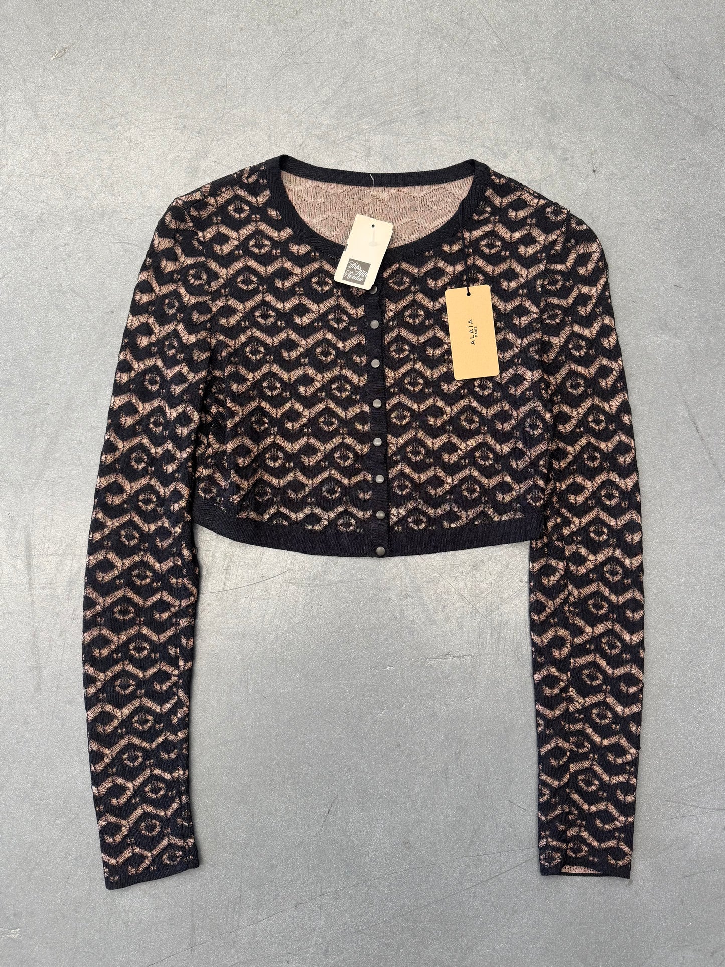 VINTAGE ALAIA JACQUARD CROPPED CARDIGAN