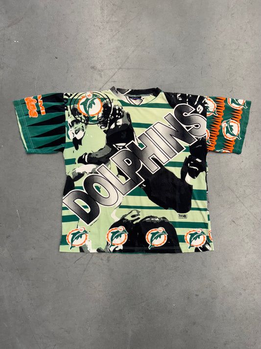 1994 MIAMI DOLPHINS MAGIC JOHNSON AOP TEE (AMERICA'S FAVORITES TAG)