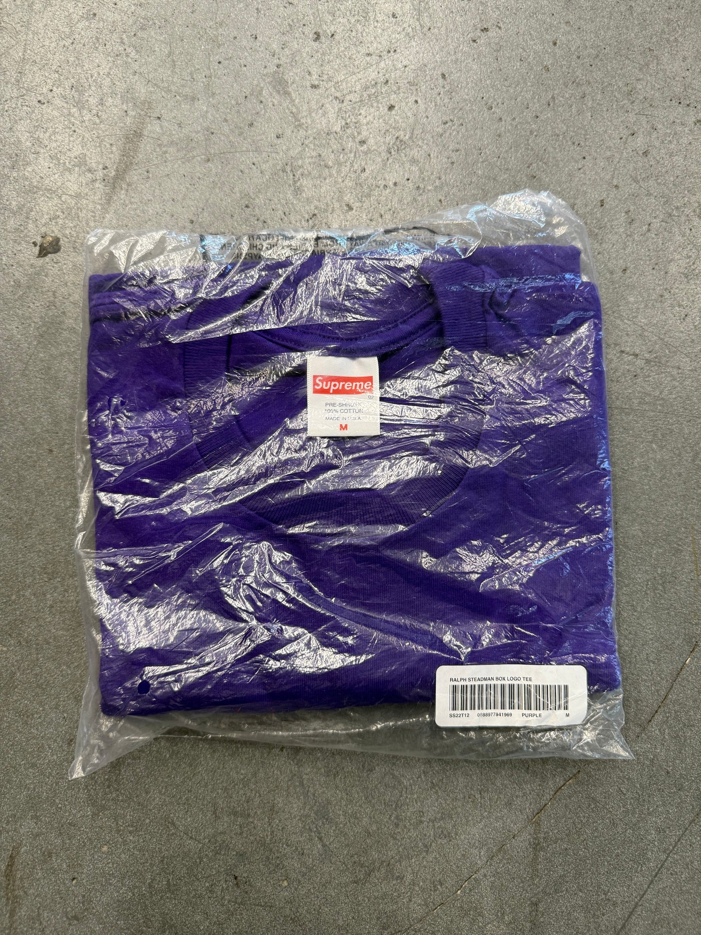 SS22 SUPREME RALPH STEADMAN BOX LOGO TEE PURPLE MEDIUM