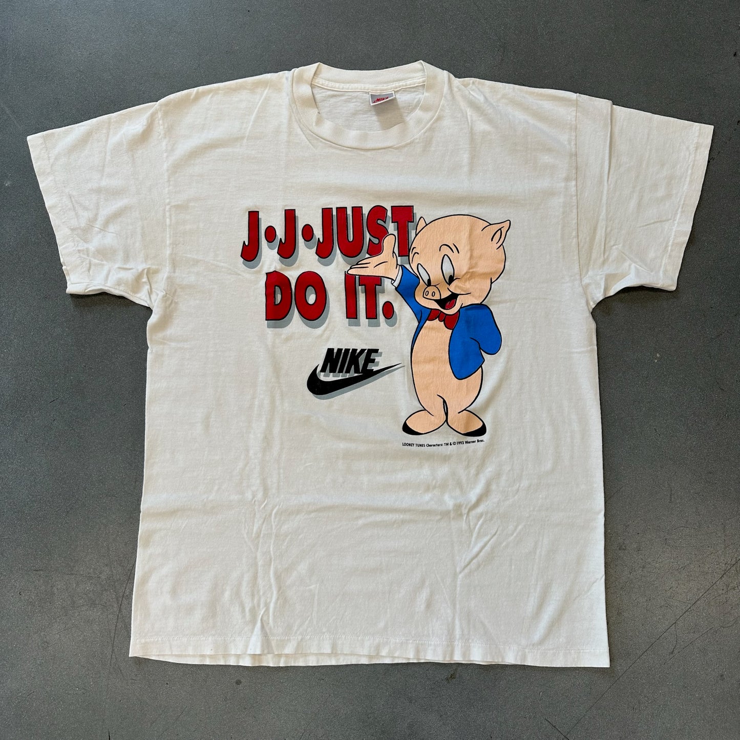 1993 NIKE JUST DO IT PORKY THE PIG TEE (GREY NIKE TAG)