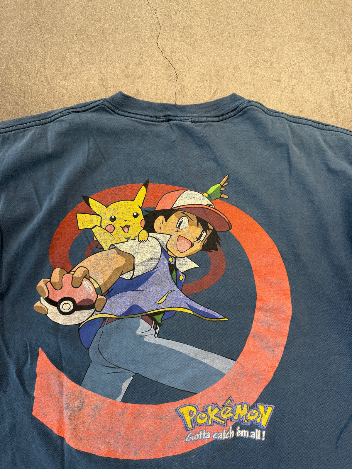 90'S POKEMON ASH & PIKACHU FADED TEE (POKEMON TAG)