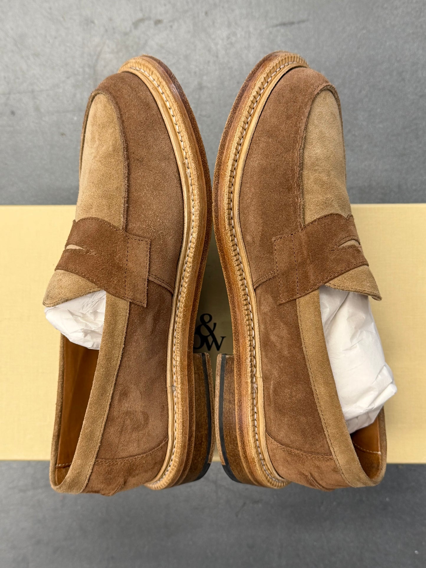 SIZE 6.5 KITH FOR BLACKSTOCK & WEBER THE ELLIS PENNY LOAFER - BEIGE (PRE-OWNED WITH BOX)