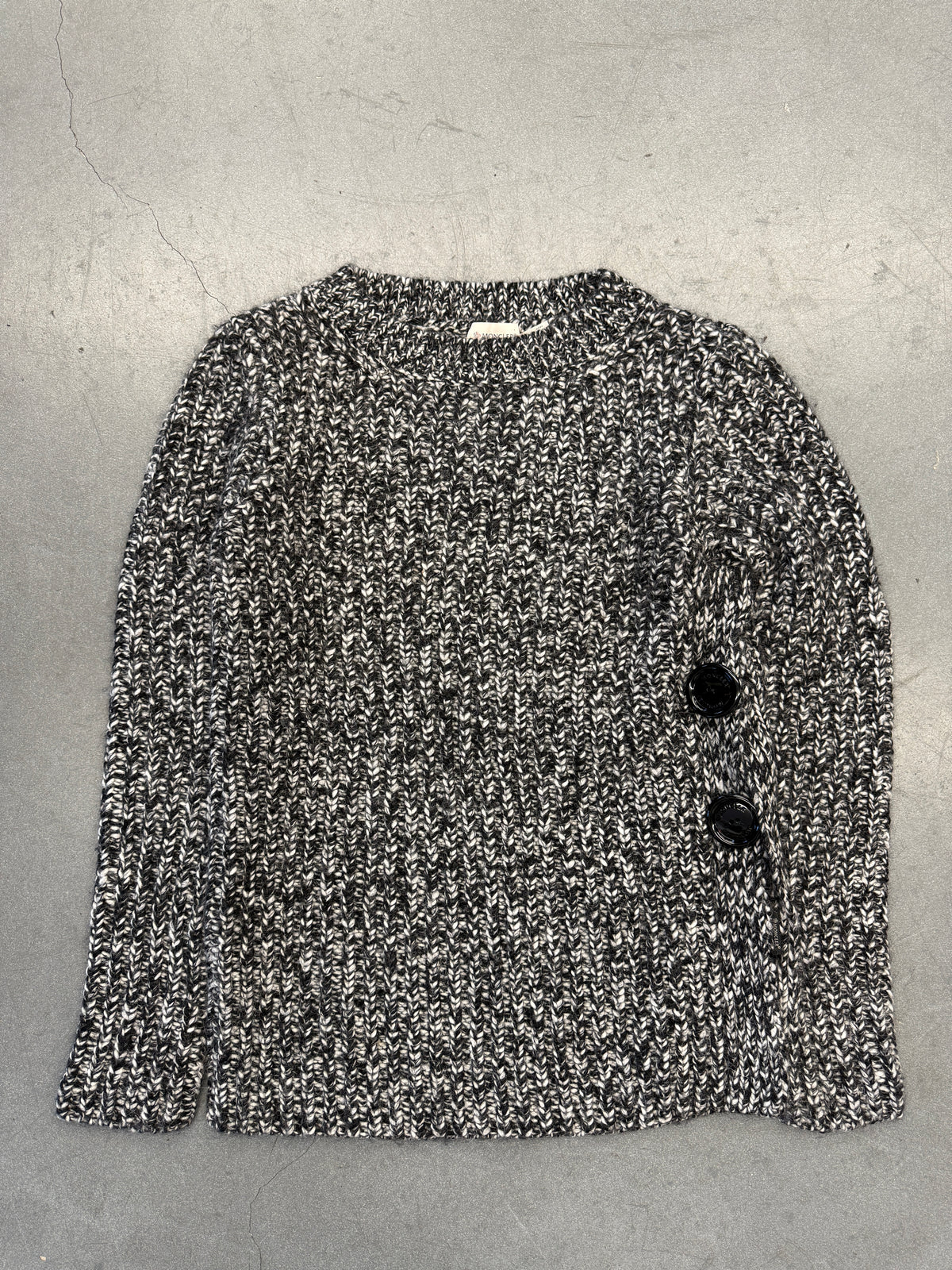 VINTAGE MONCLER MARLED CHUNKY KNIT SIDE BUTTON SWEATER