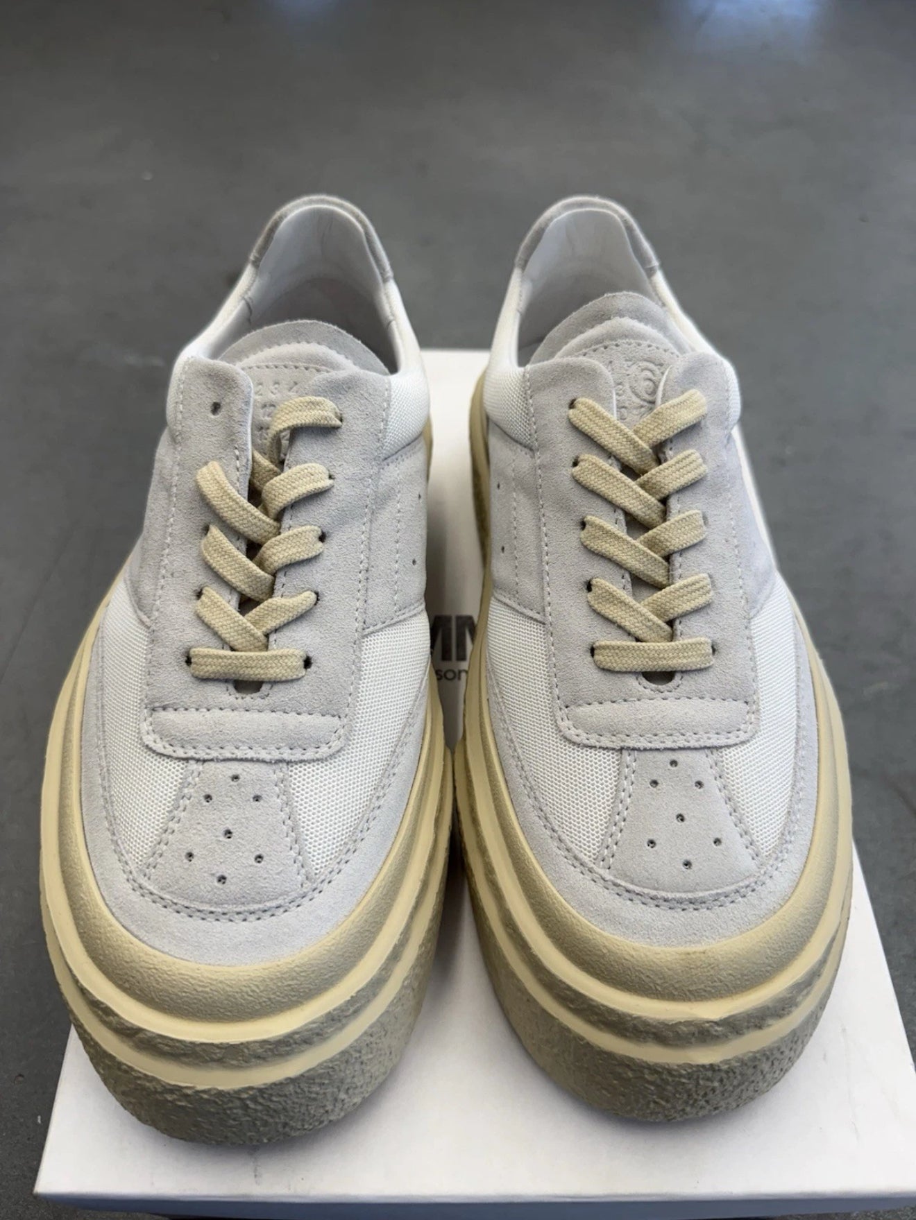 SIZE 38 2024 MM6 MAISON MARGIELA WMNS GAMBETTA LEATHER - WHITE (BRAND NEW WITH BOX)