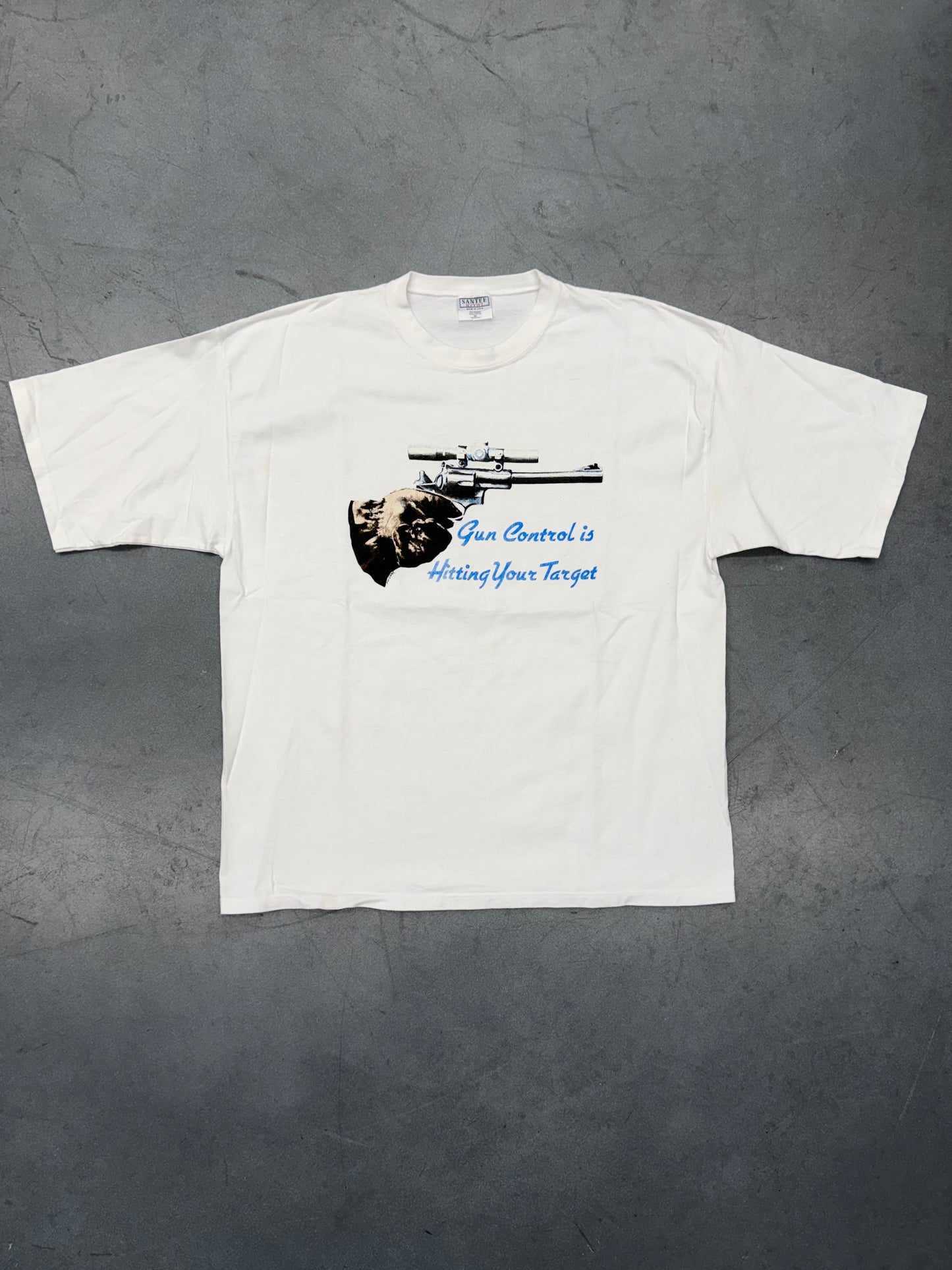 90'S "GUN CONTROL IS HITTING YOUR TARGET" TEE (SANTEE TAG)