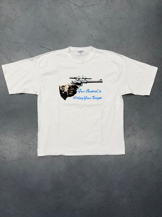 90'S "GUN CONTROL IS HITTING YOUR TARGET" TEE (SANTEE TAG)