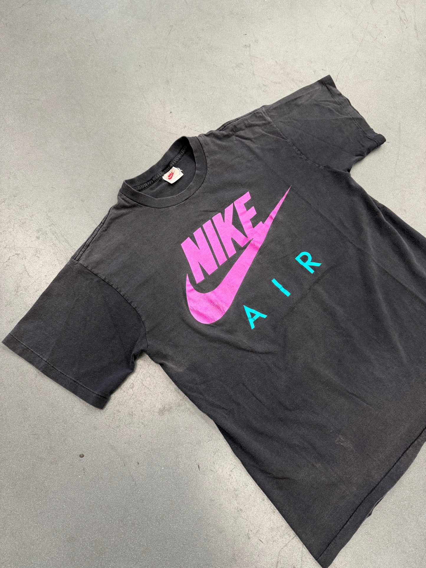 90S NIKE AIR MAGENTA/TEAL LOGO TEE (GREY/RED/WHITE TAG)