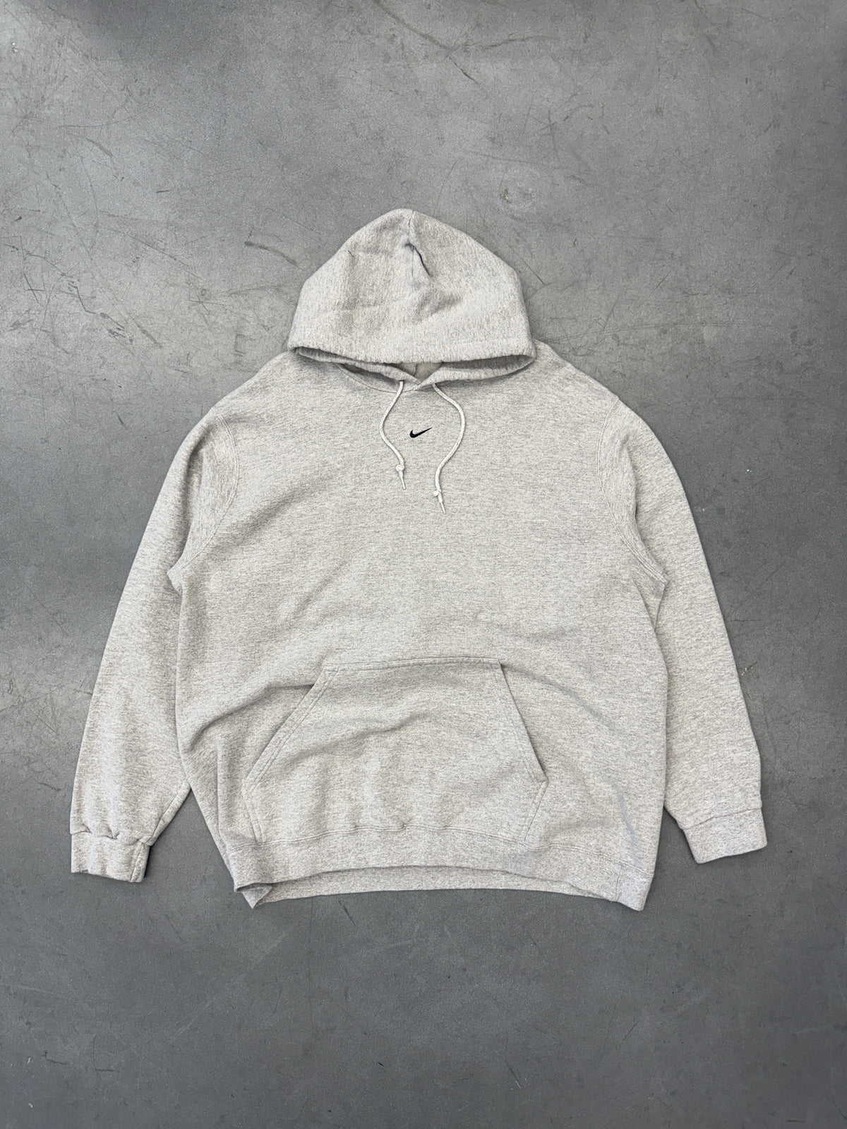 Y2K NIKE CENTER SWOOSH PULLOVER HOODIE - GREY (GREY TAG)