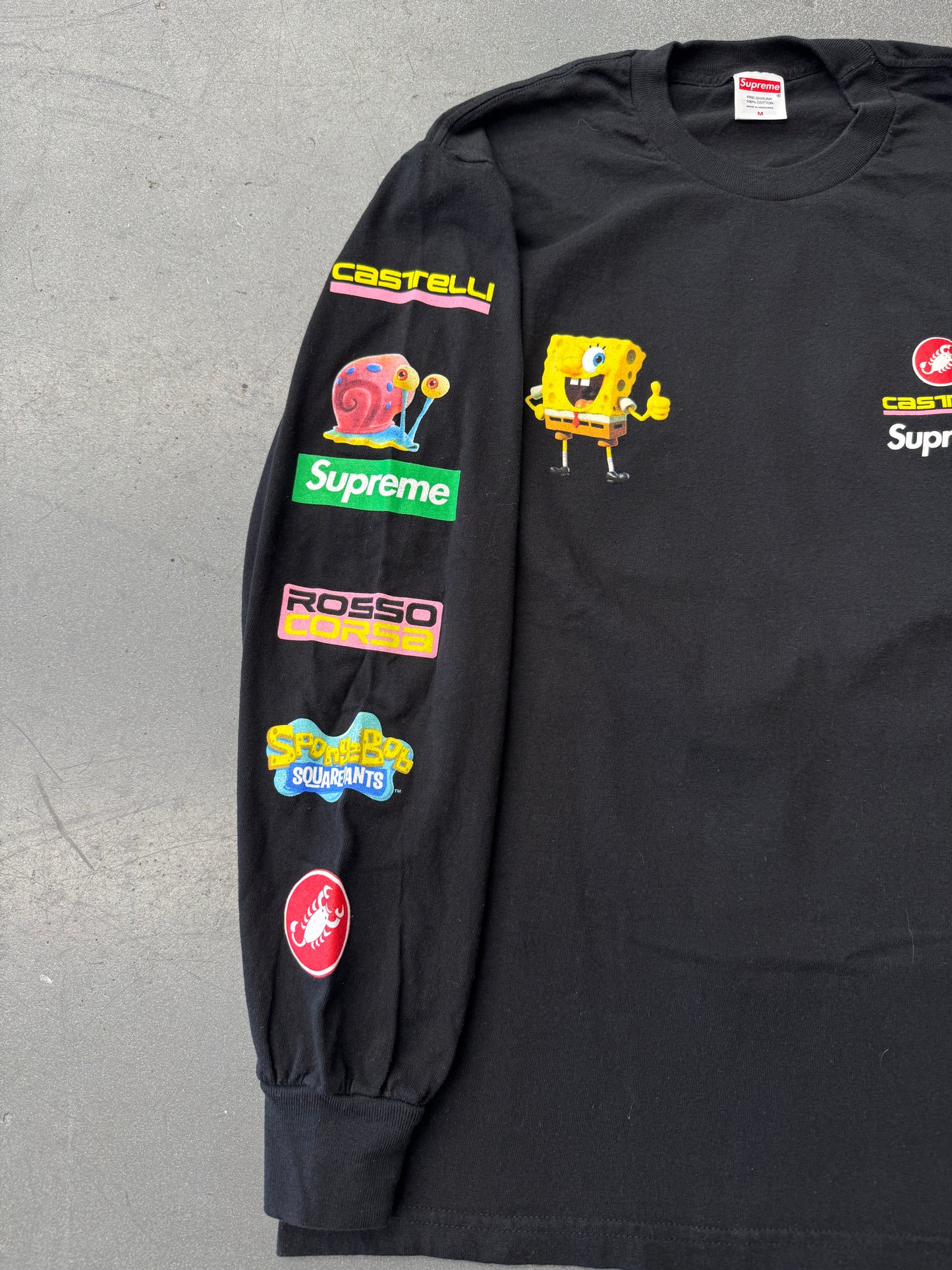 SS25 SUPREME SPONGEBOB/CASTELLI RACING LS TEE - BLACK